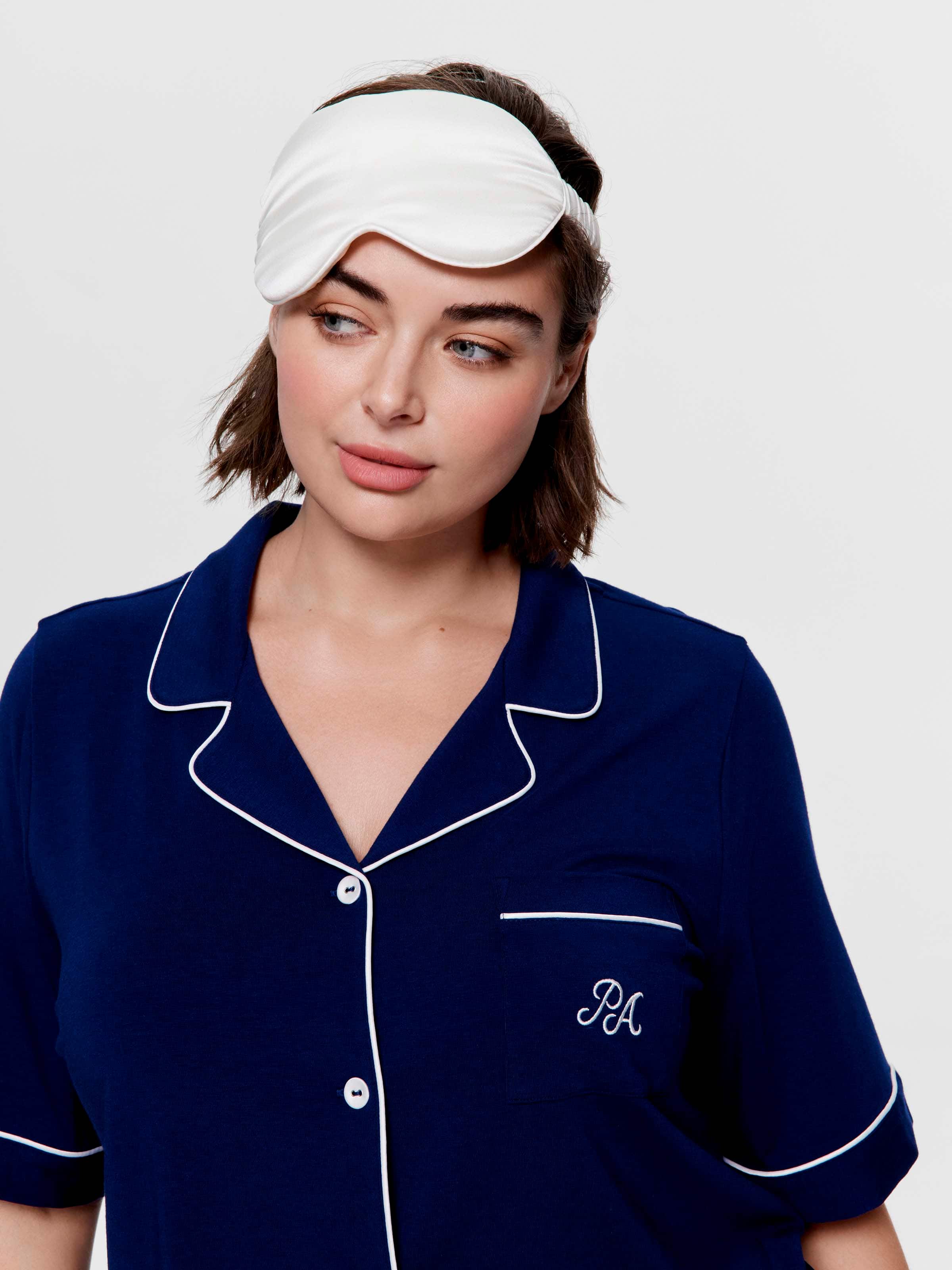 P.A. Plus Navy Bamboo Jersey Shortie Pj Set