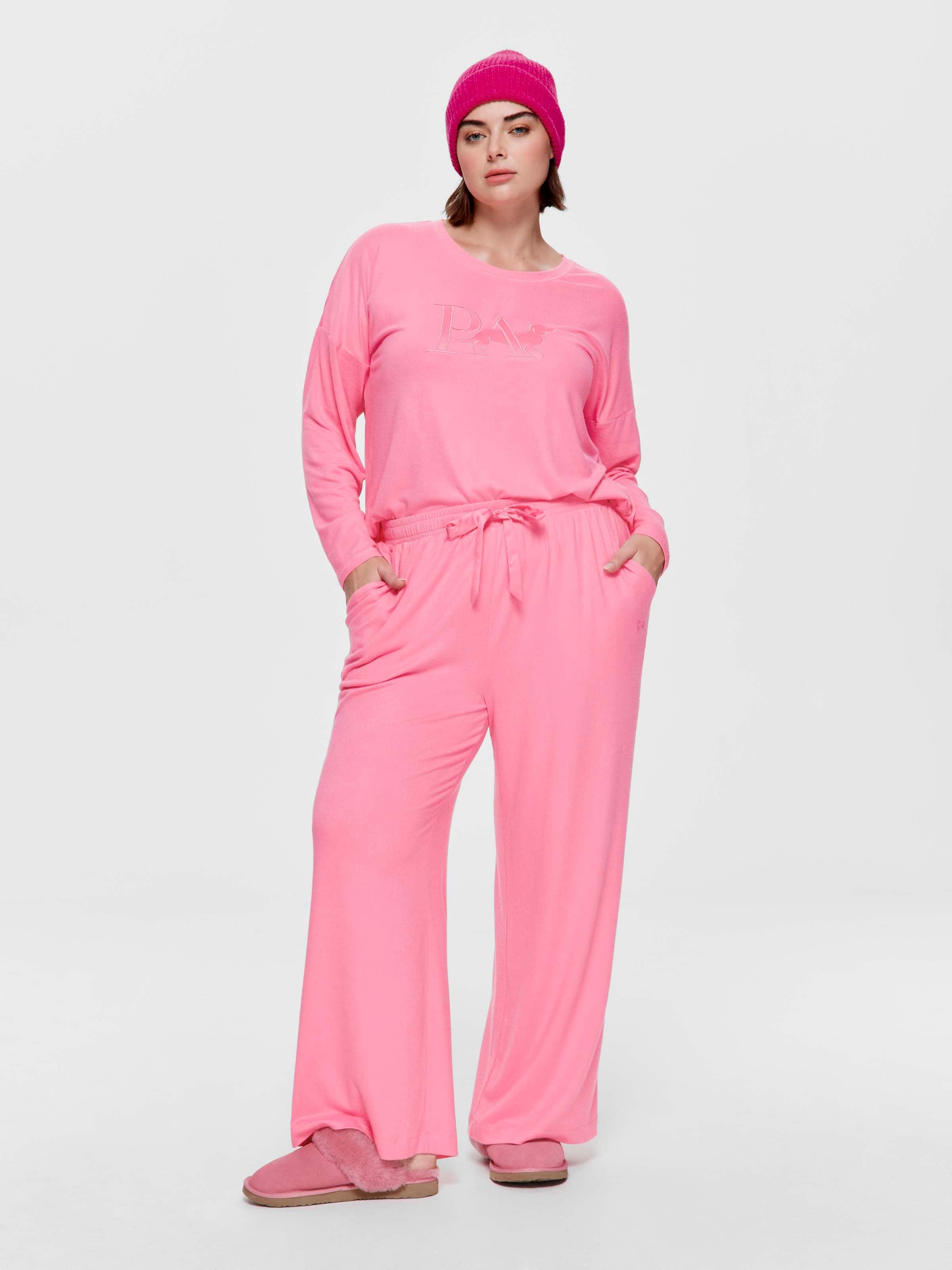 P.A. Plus Pink Lemonade Plush Straight Leg Pj Pant