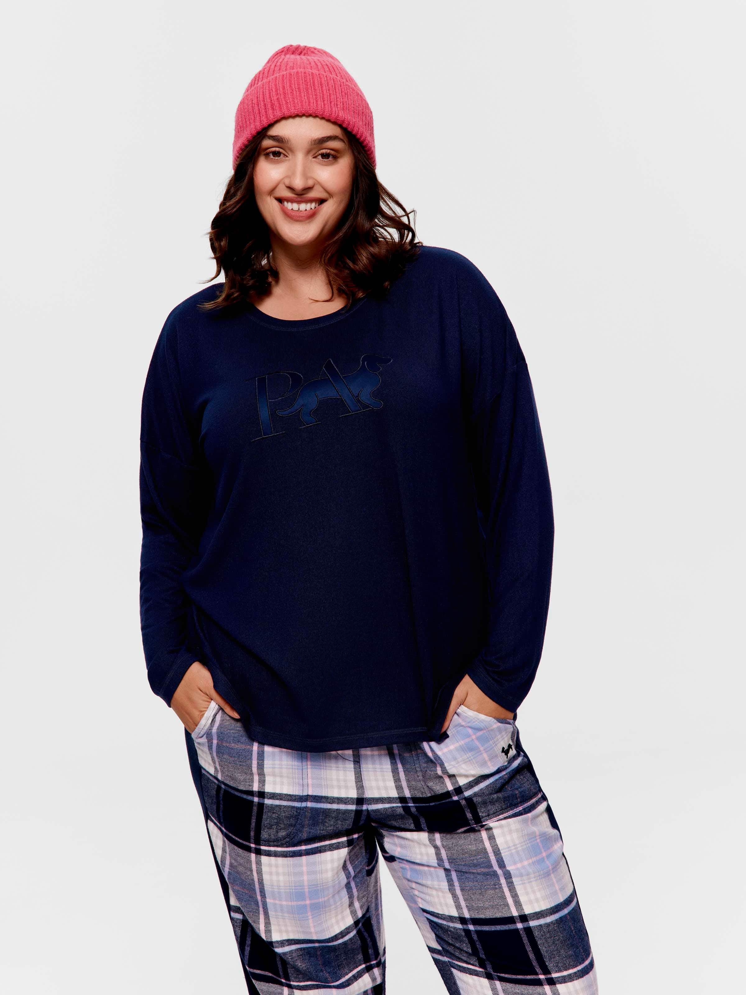 P.A. Plus Navy Logo Plush Sweater