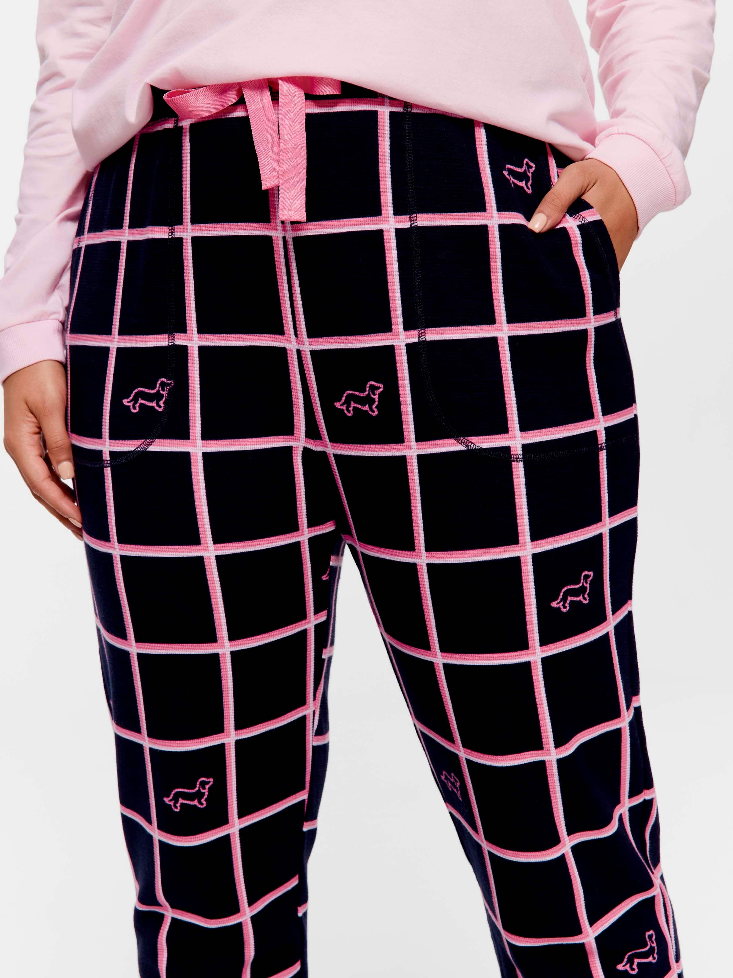 P.A. Plus Navy Windowpane Waffle Easy Pj Pant