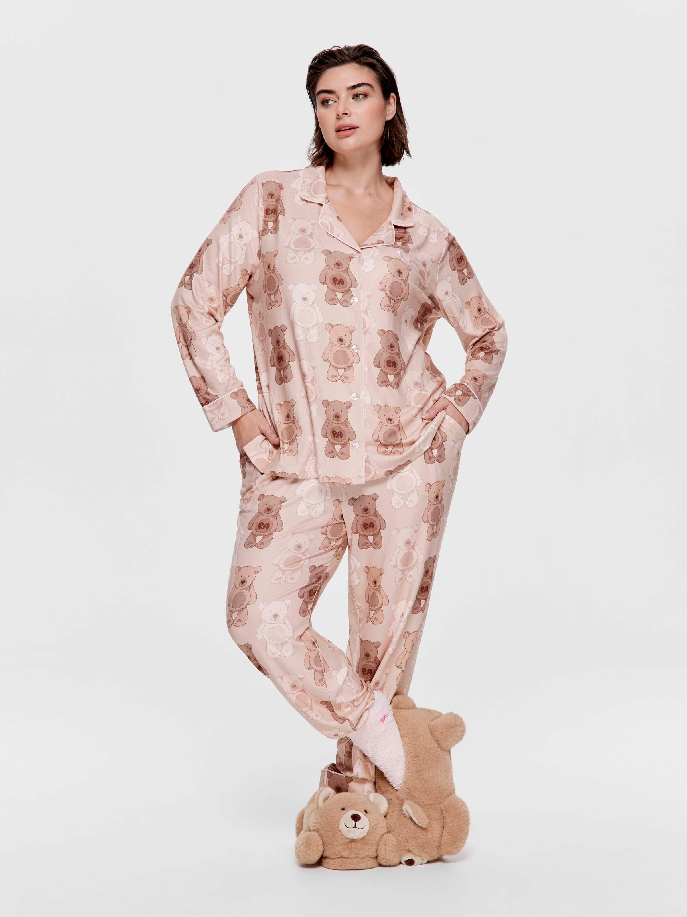 P.A. Plus Teddy Plush Long Pj Set