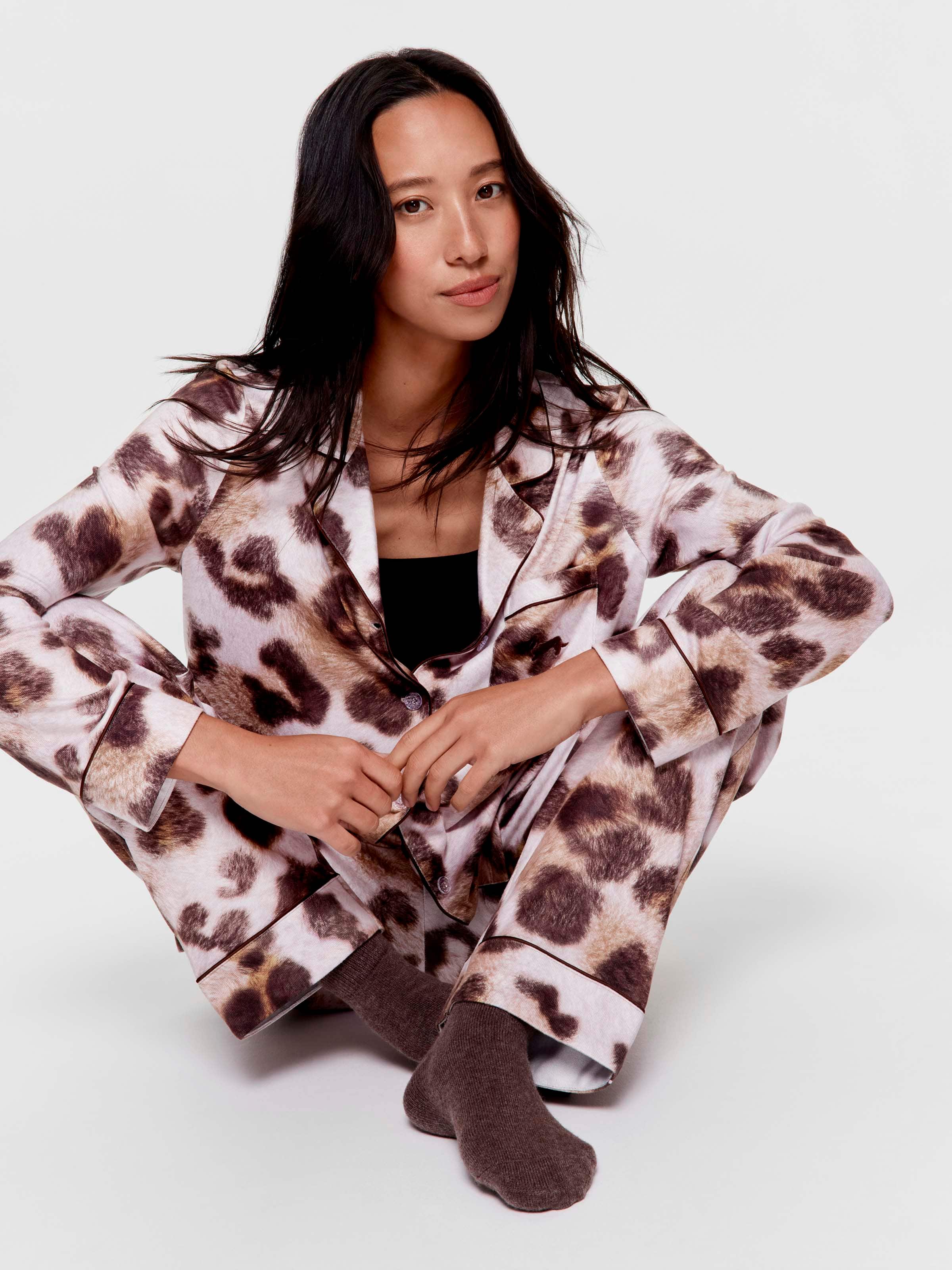 Leopard Plush Long Pj Set
