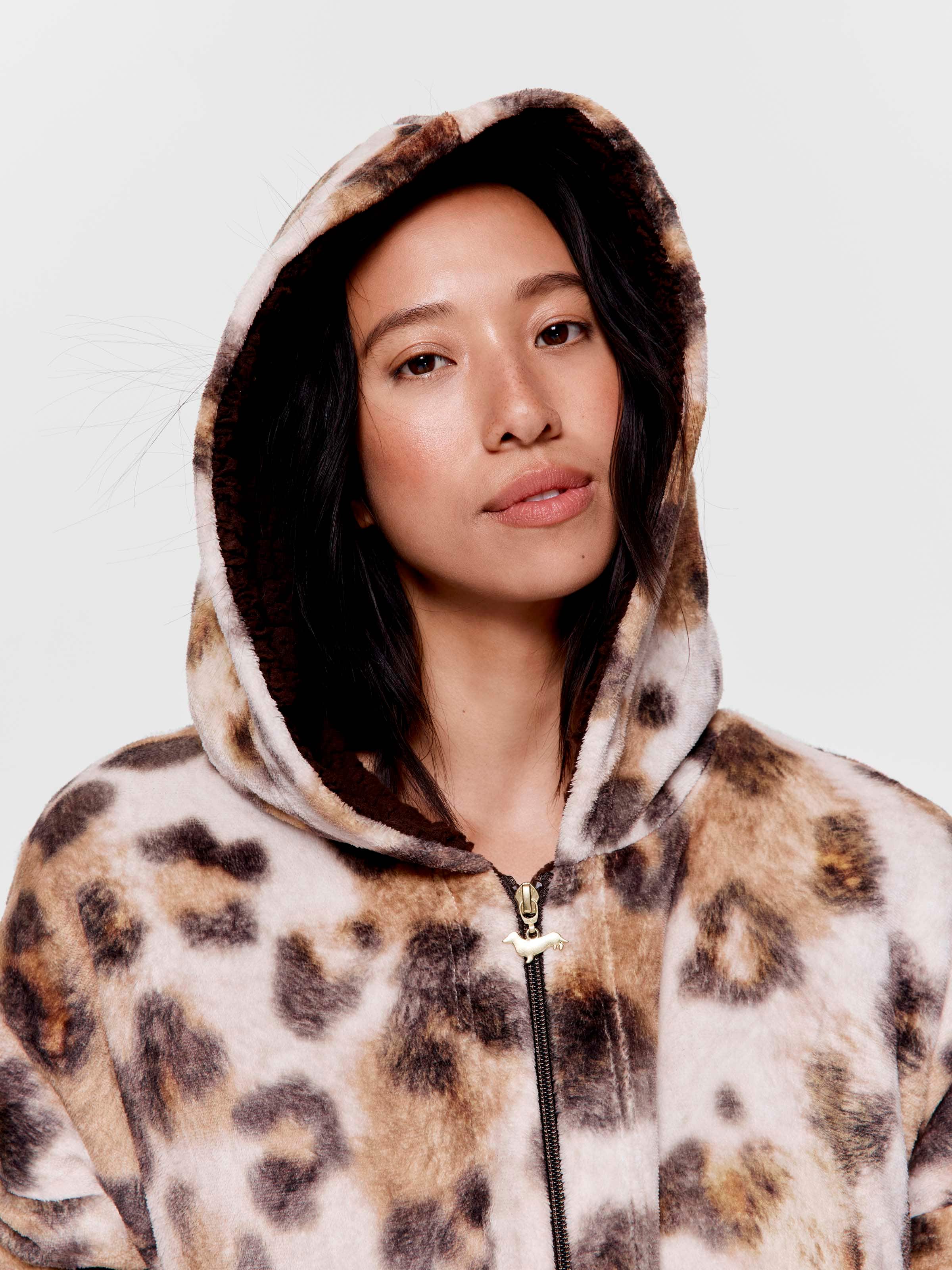Leopard Fleece Hooded Jacket