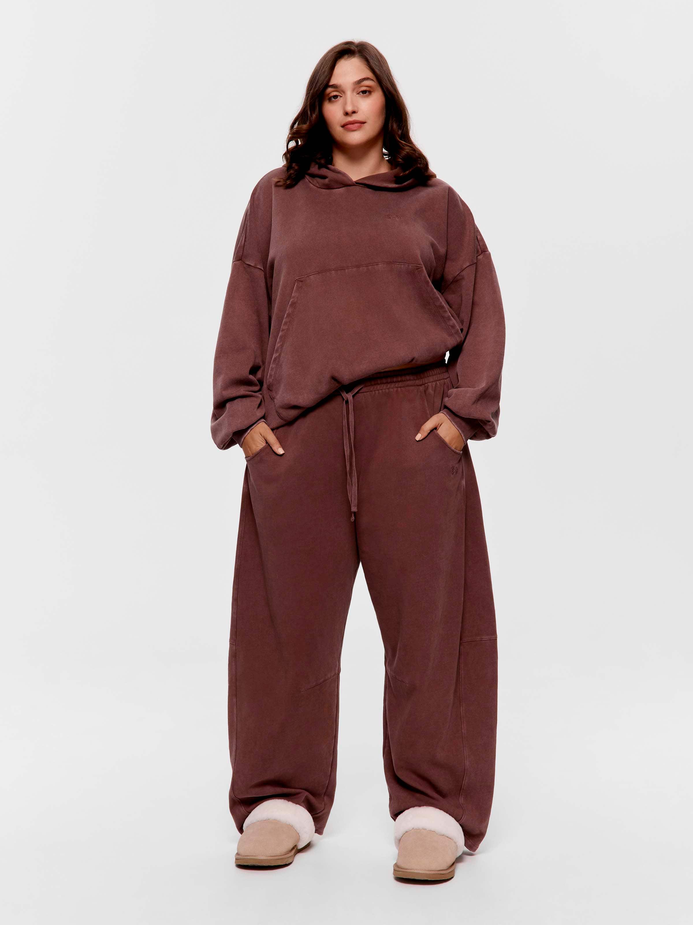 P.A. Plus Chocolate Fleece Barrel Leg Track Pant