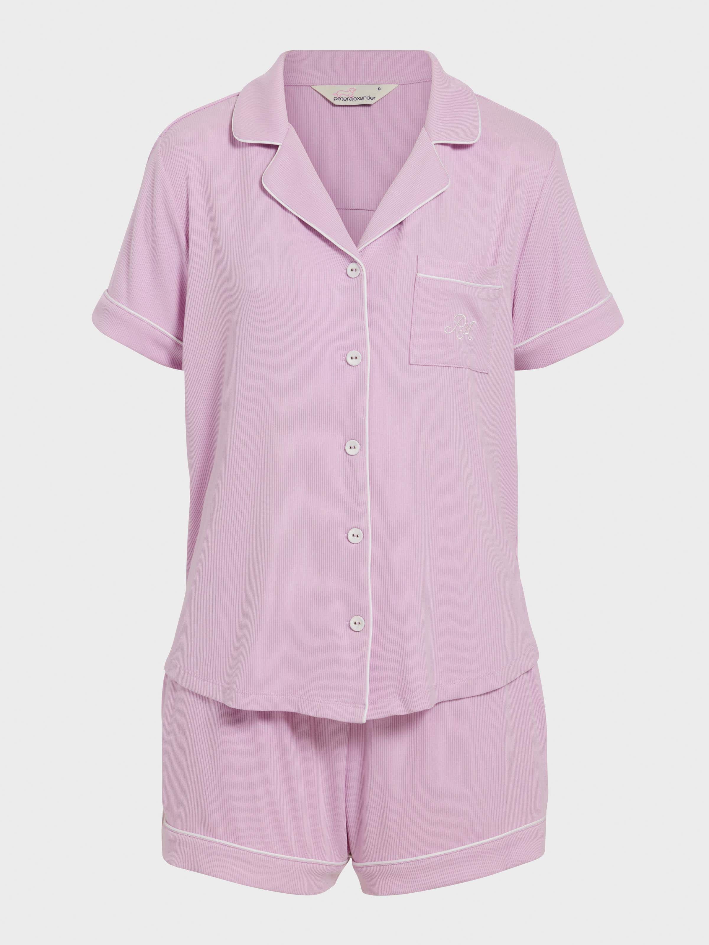 Lilac Bamboo Rib Shortie Pj Set Lilac - Peter Alexander Online