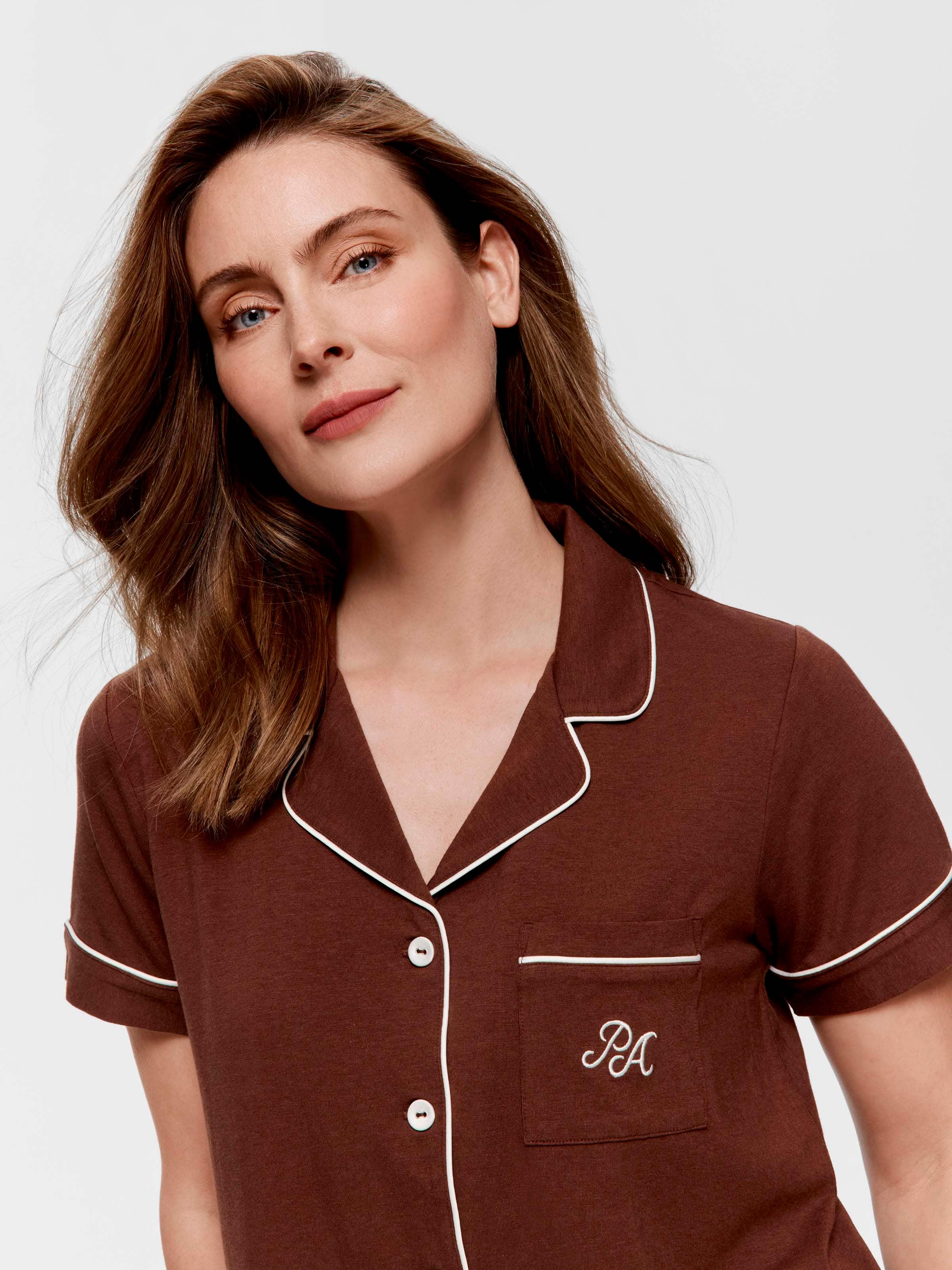 Milk Chocolate Bamboo Jersey Shortie Pj Set