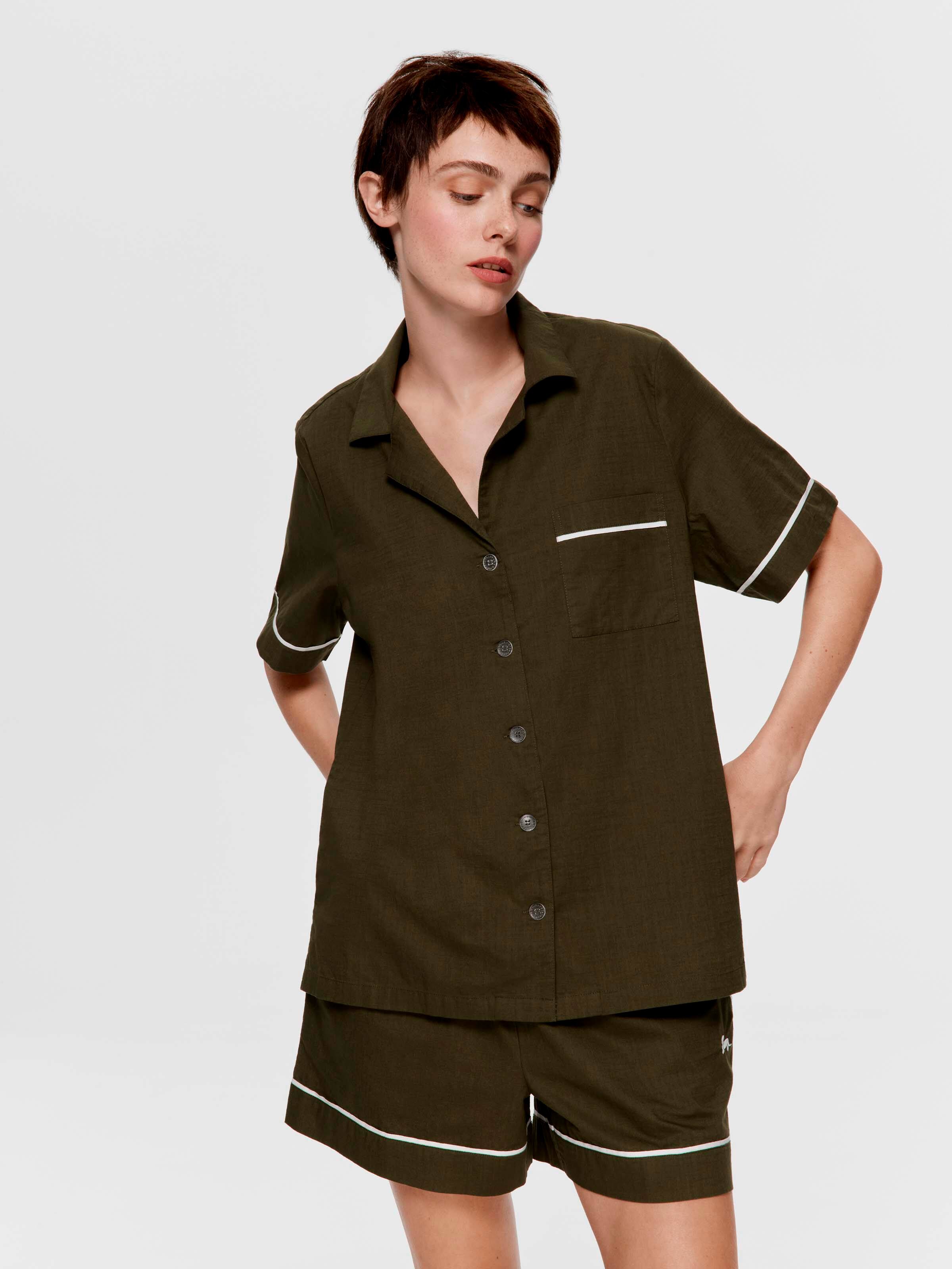 Olive 100% Cotton Short Sleeve Shirt