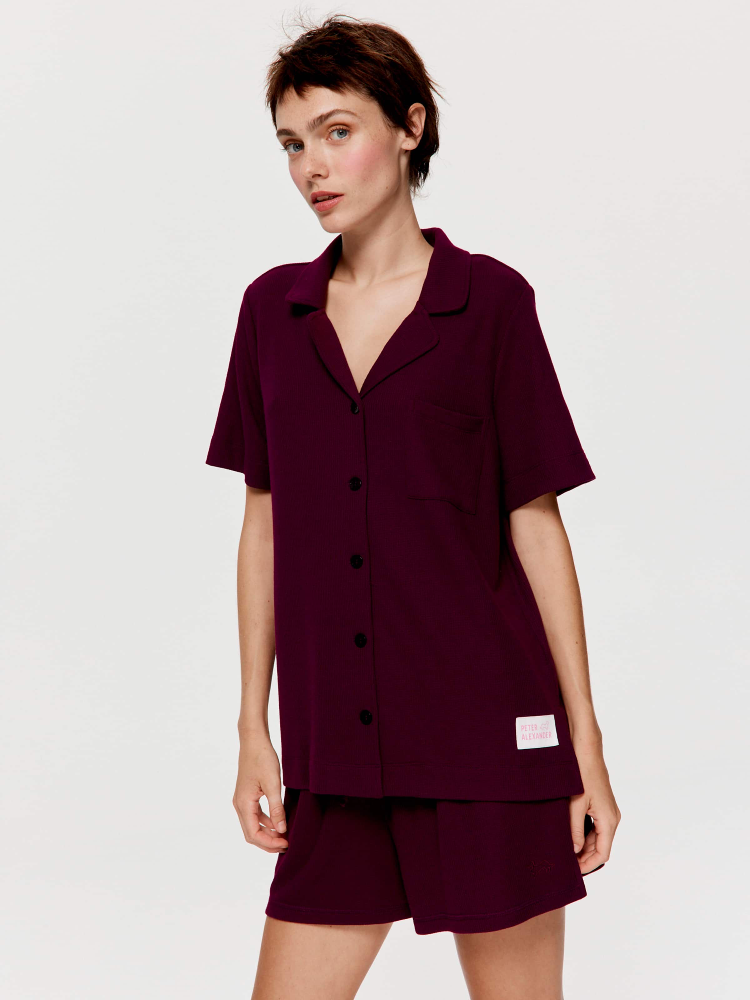 Plum Waffle Short Sleeve Shirt