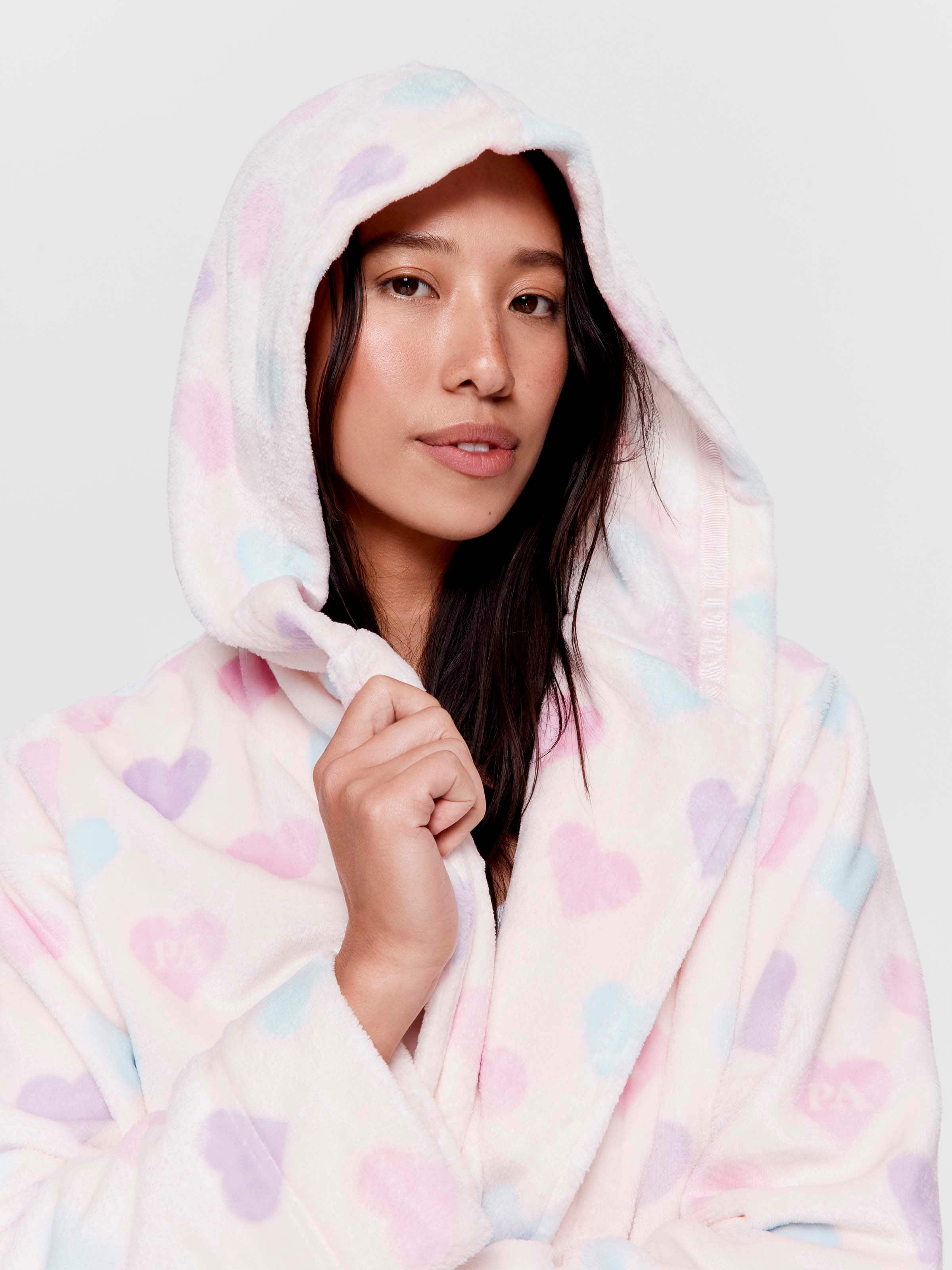 Hearts Fleece Hooded Gown