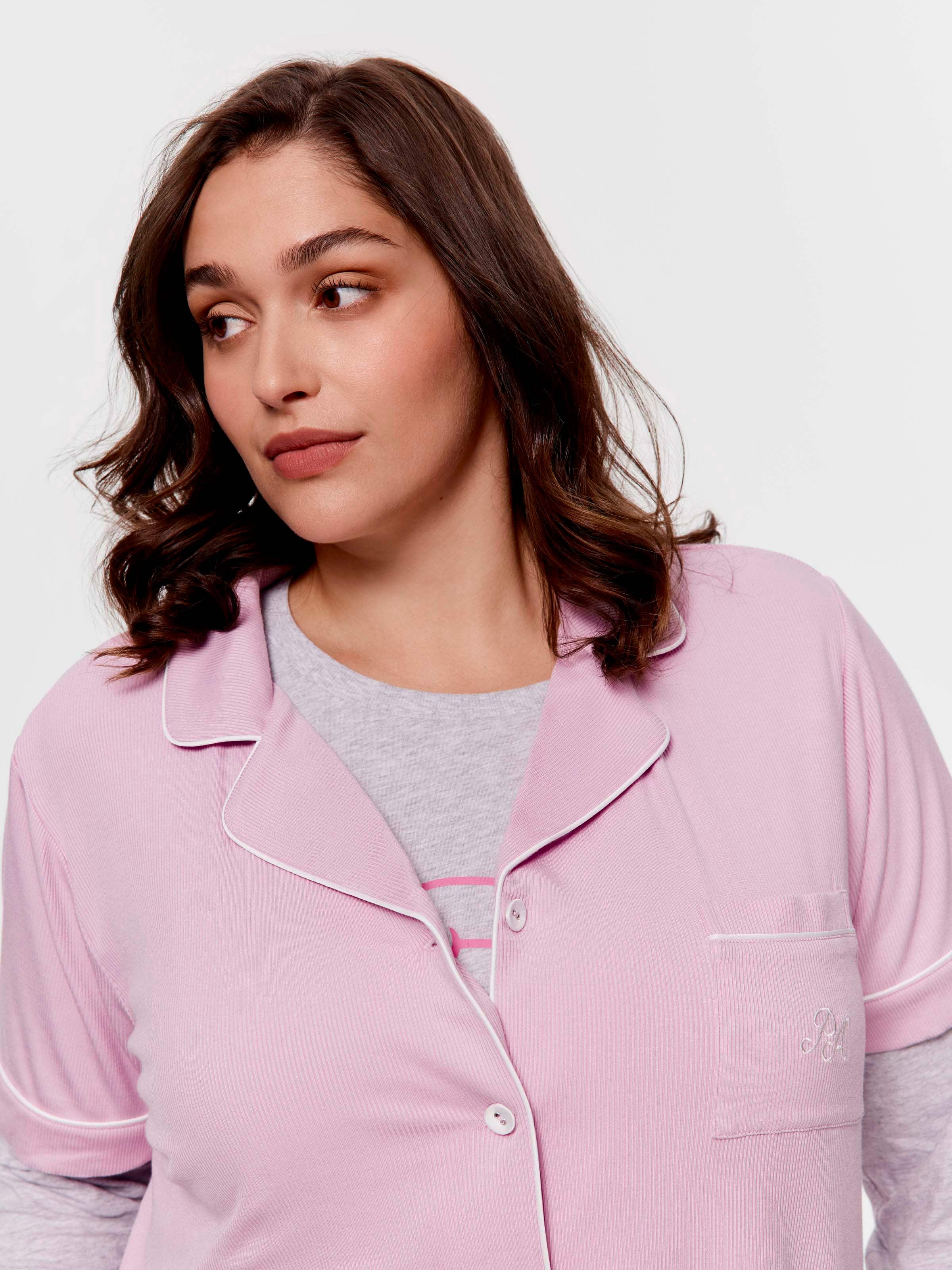 P.A. Plus Lilac Bamboo Rib Shortie Pj Set