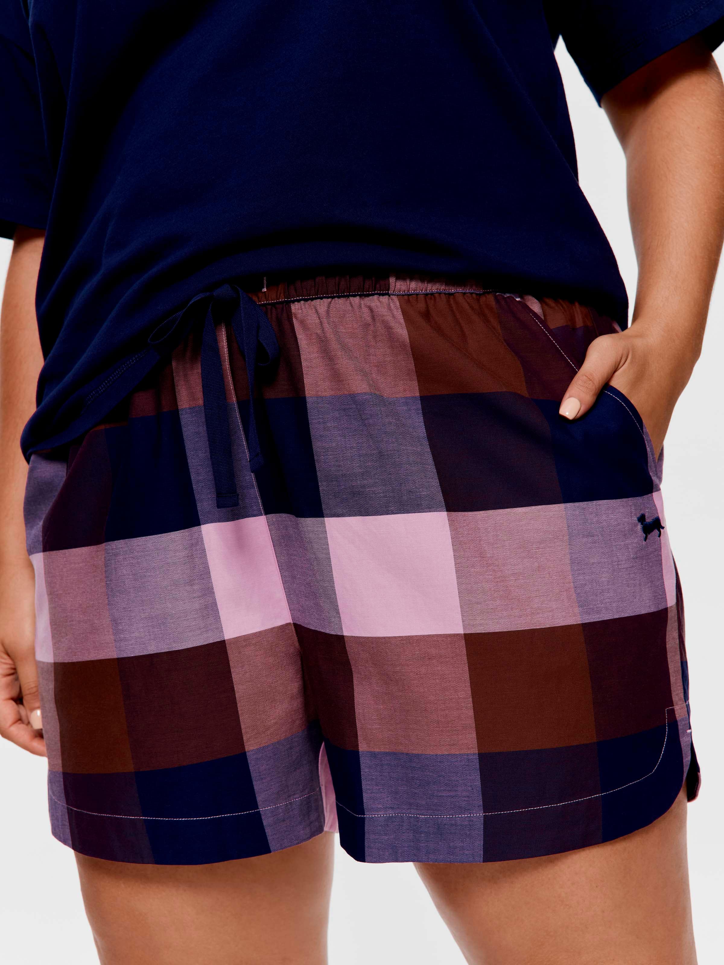 P.A. Plus Navy & Choc Buffalo Check 100% Cotton Gerri Short