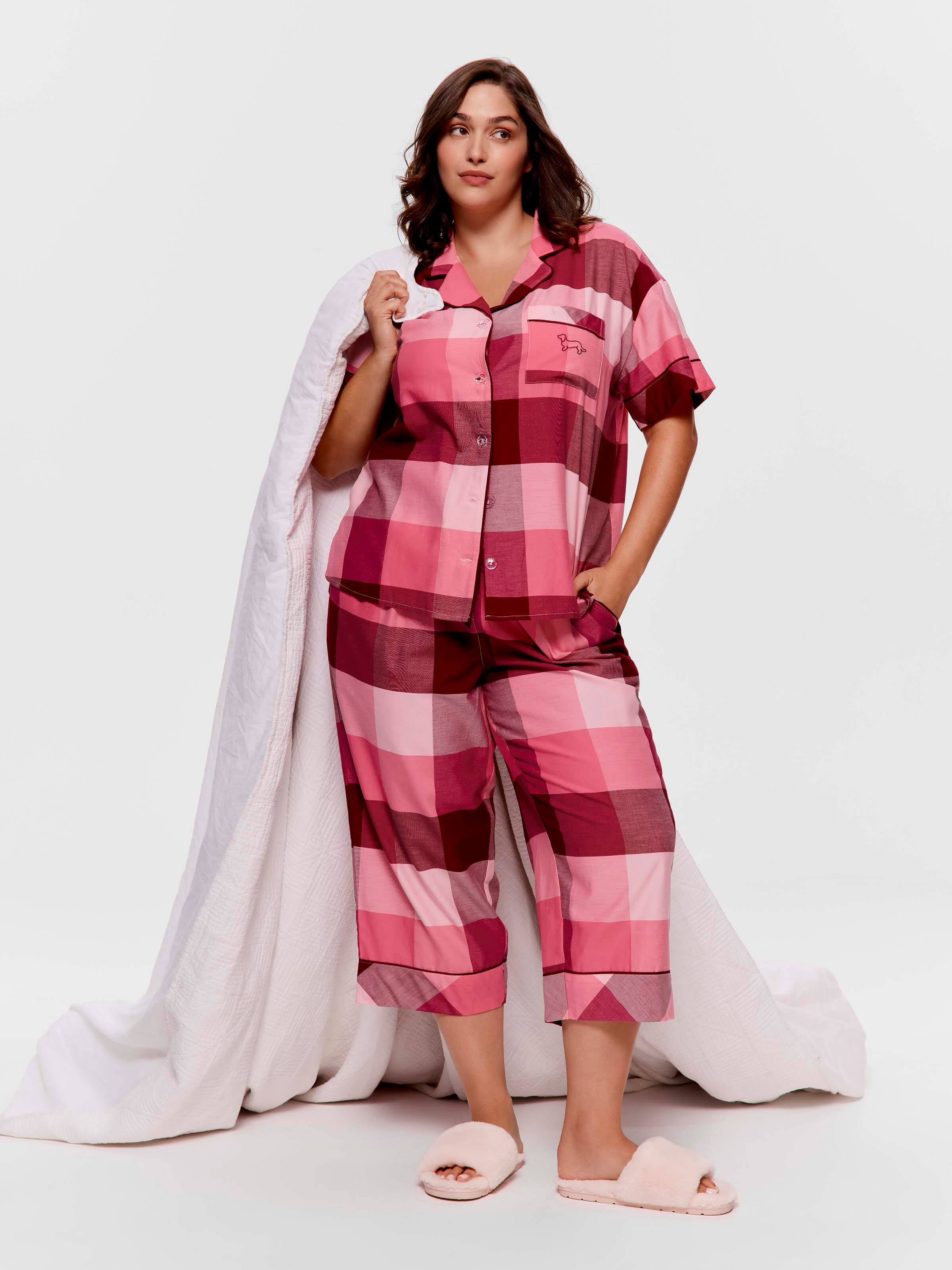P.A. Plus Wine Buffalo Check 100% Cotton Pj Set