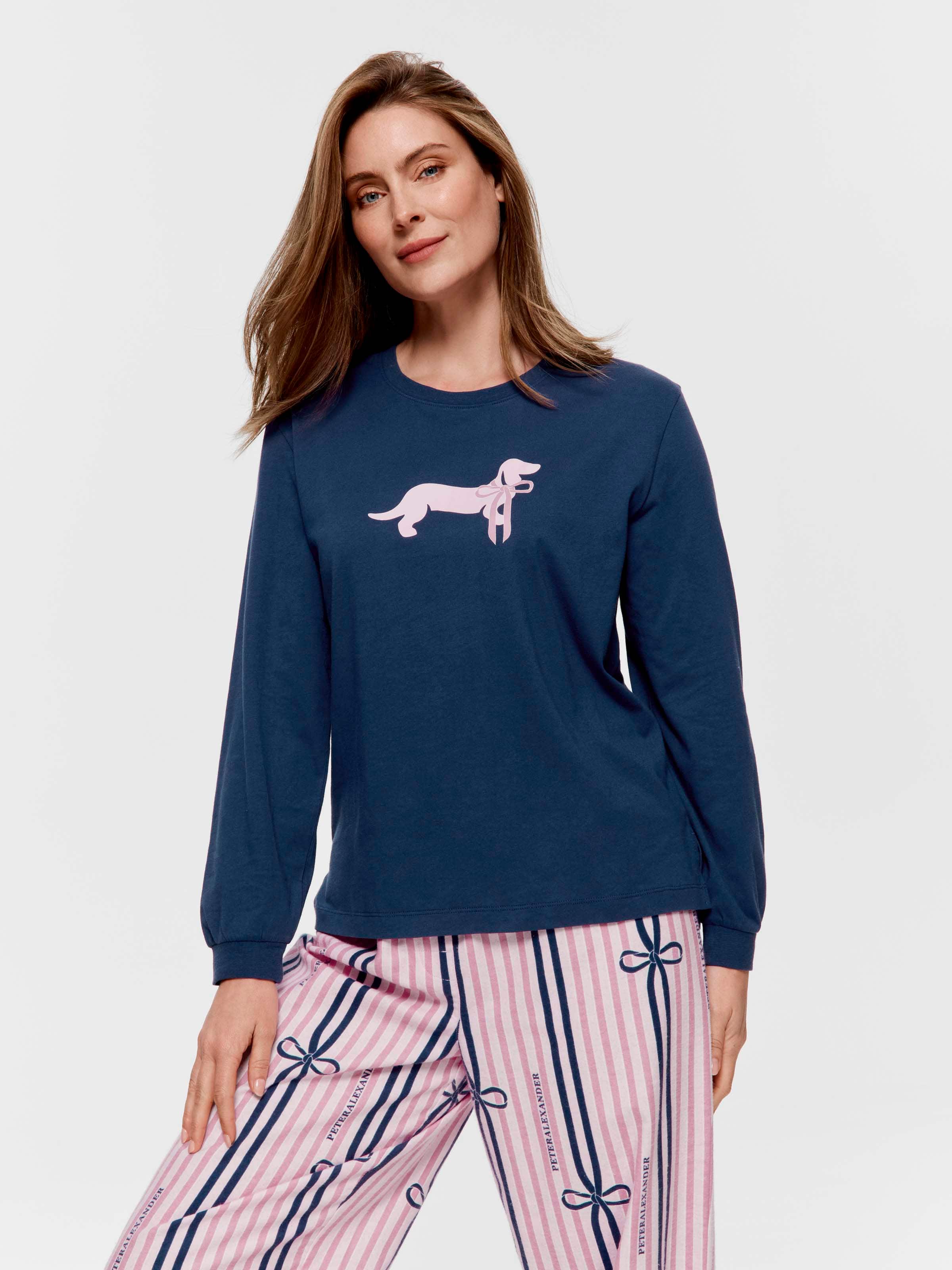 Navy Penny Bow 100% Cotton Sweater