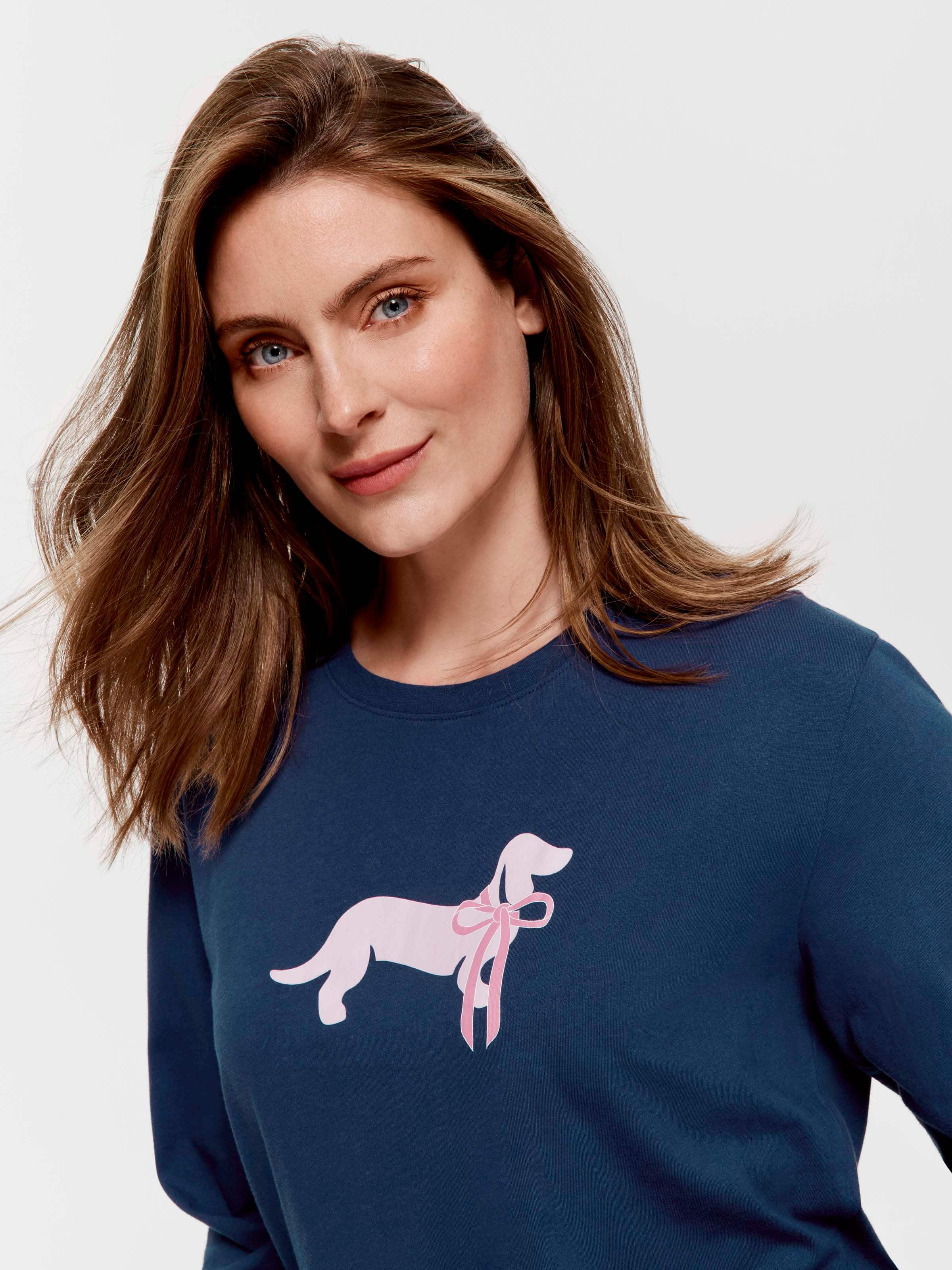 Navy Penny Bow 100% Cotton Sweater