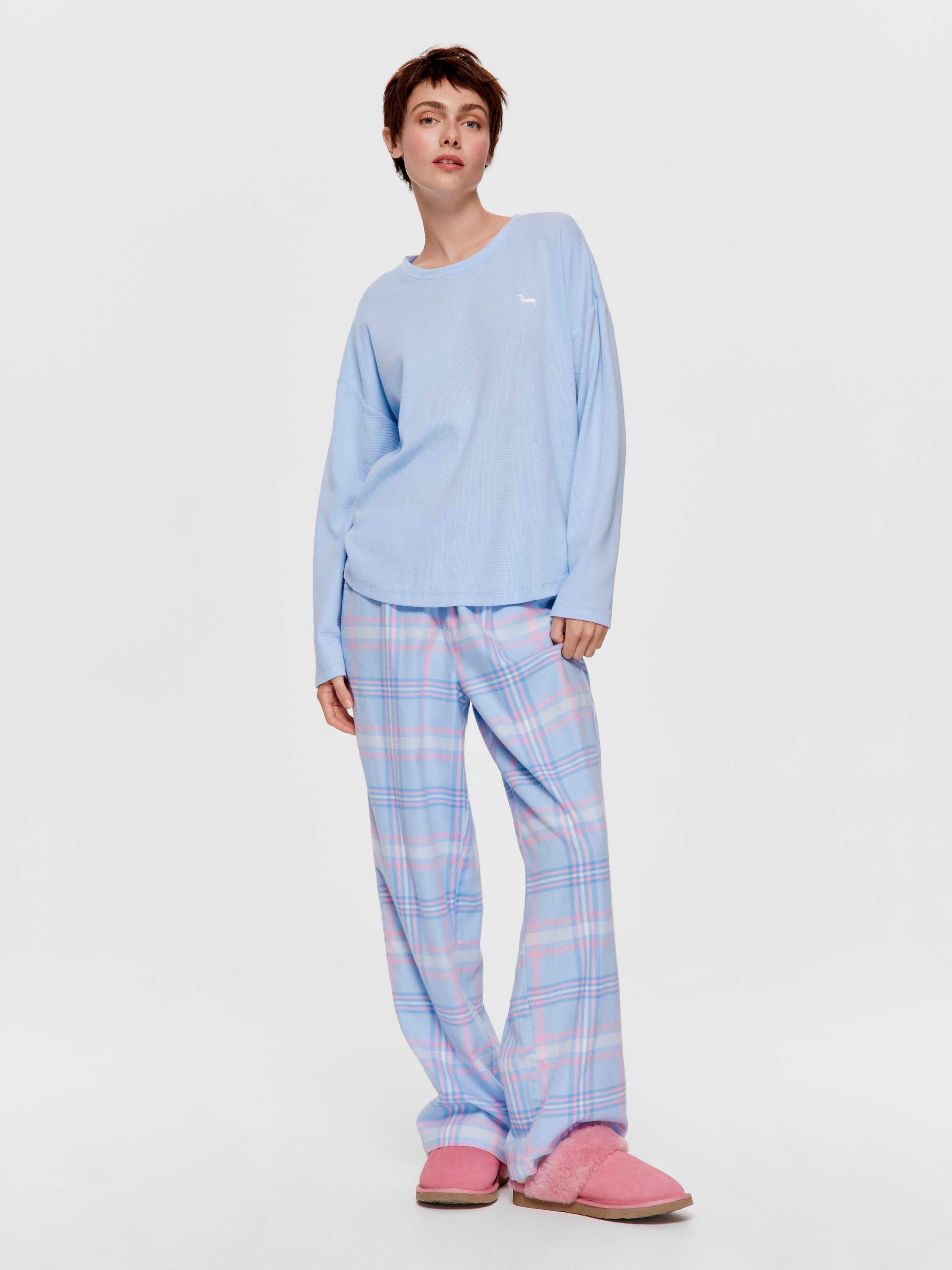 Cornflower Waffle Long Sleeve Top