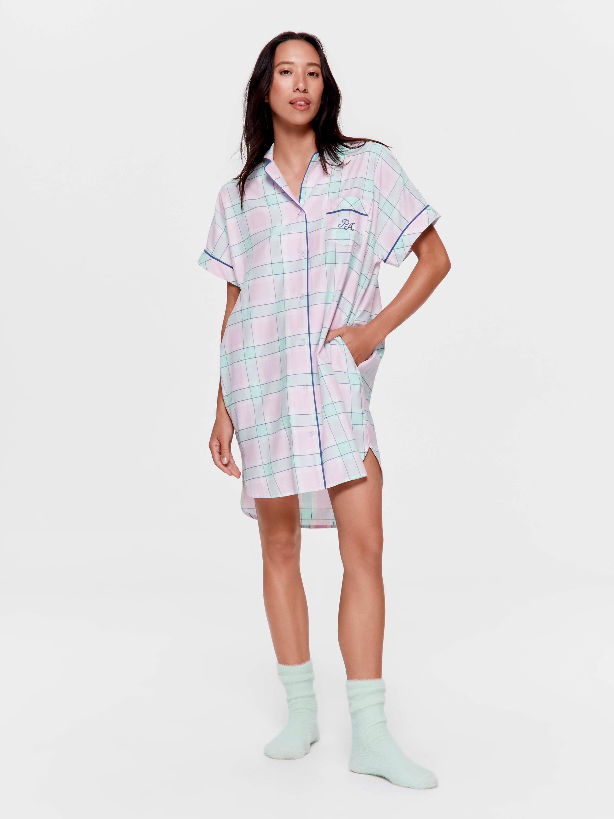 Mint Check 100% Cotton Nightshirt