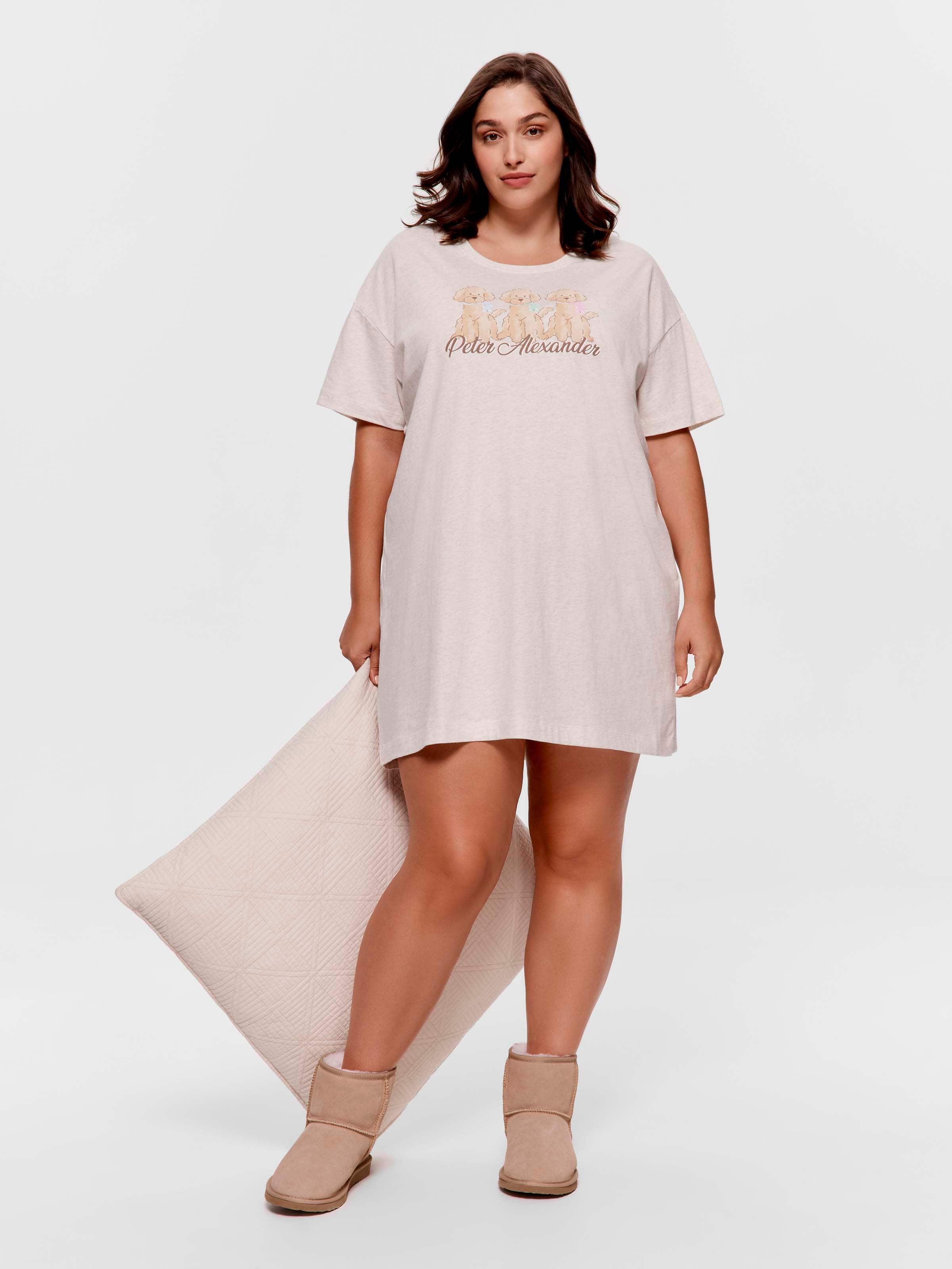 P.A. Plus Cavoodle Bow Split Hem Sleep Tee