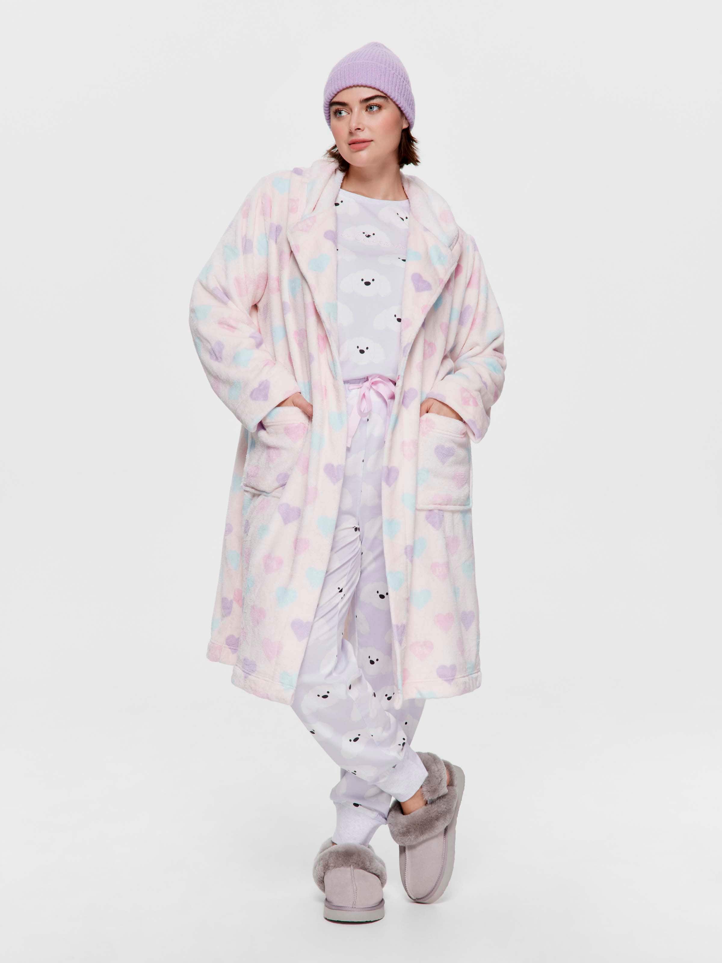 P.A. Plus Hearts Fleece Hooded Gown
