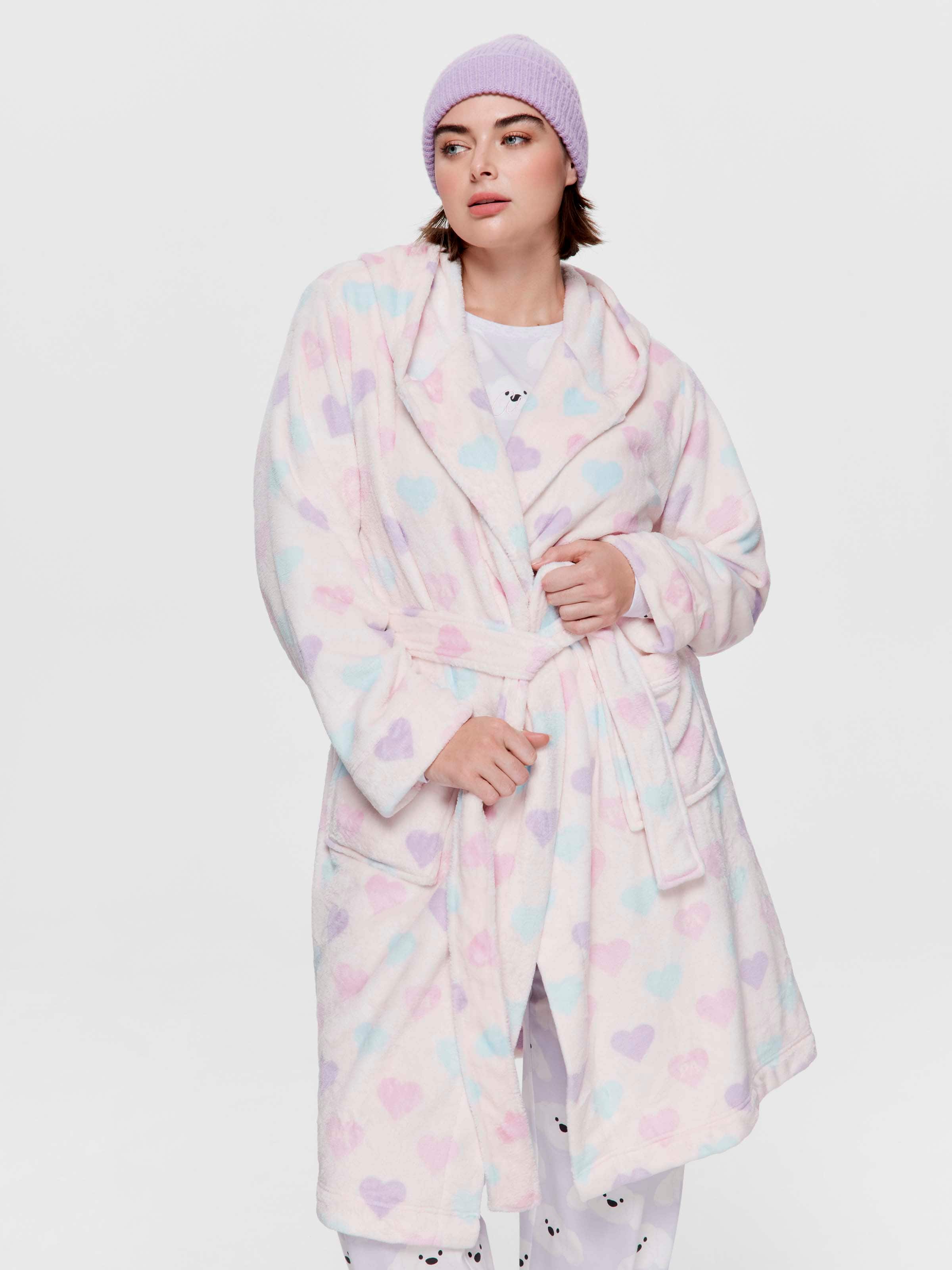 P.A. Plus Hearts Fleece Hooded Gown