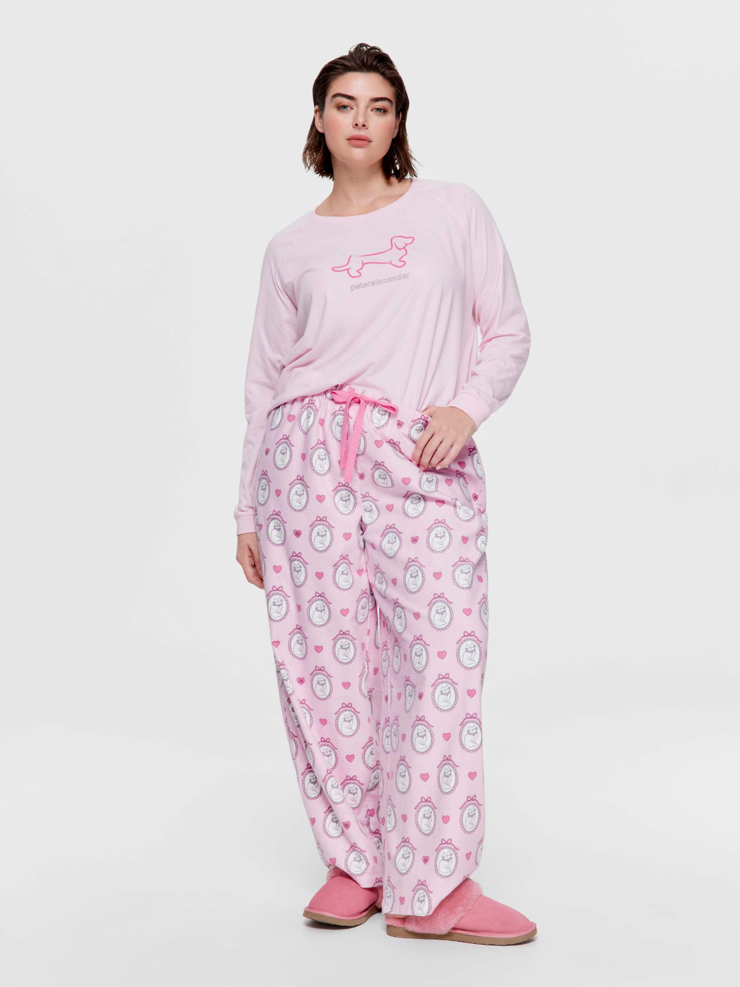 P.A. Plus Framed Cats 100% Cotton Flannelette Classic Pj Pant