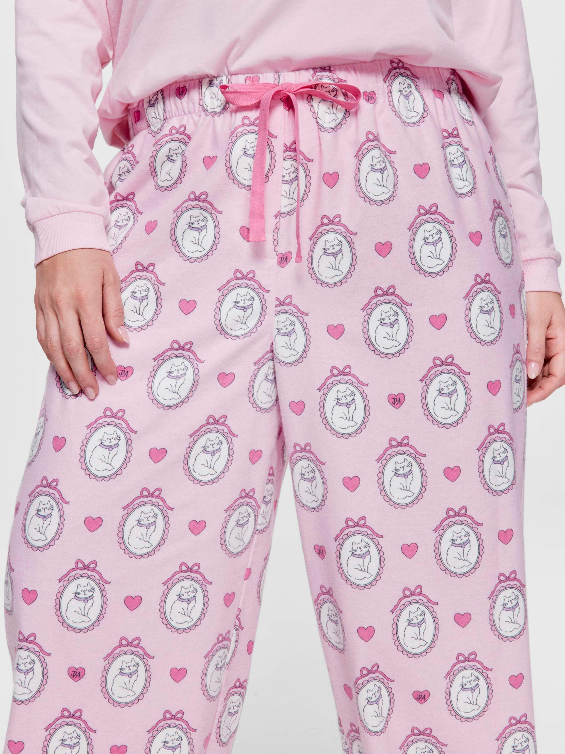 P.A. Plus Framed Cats 100% Cotton Flannelette Classic Pj Pant