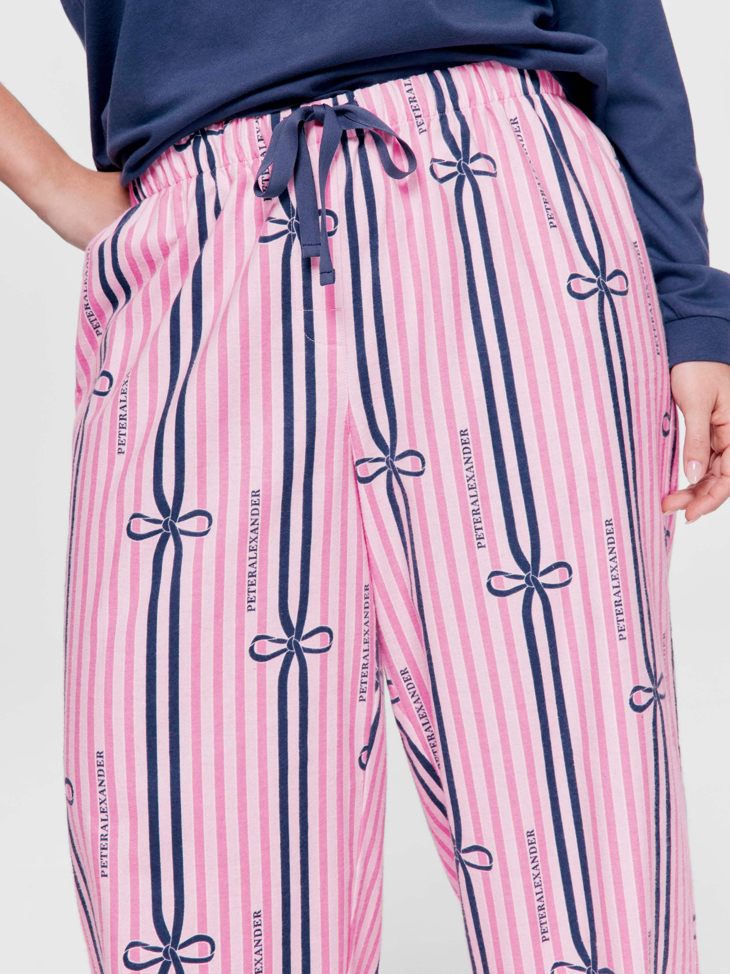 P.A. Plus Bow Stripe 100% Cotton Flannelette Classic Pj Pant