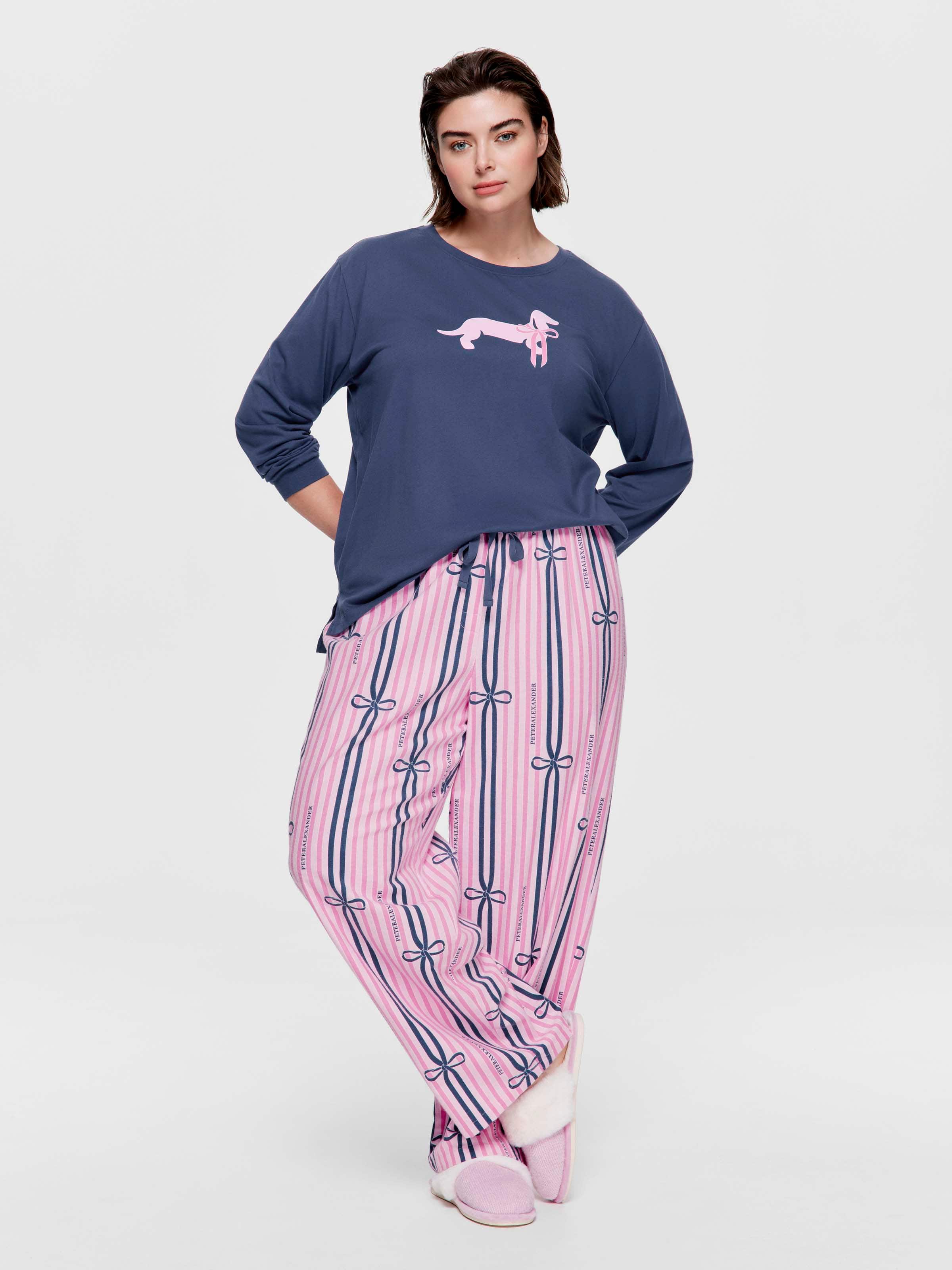 P.A. Plus Bow Stripe 100% Cotton Flannelette Classic Pj Pant