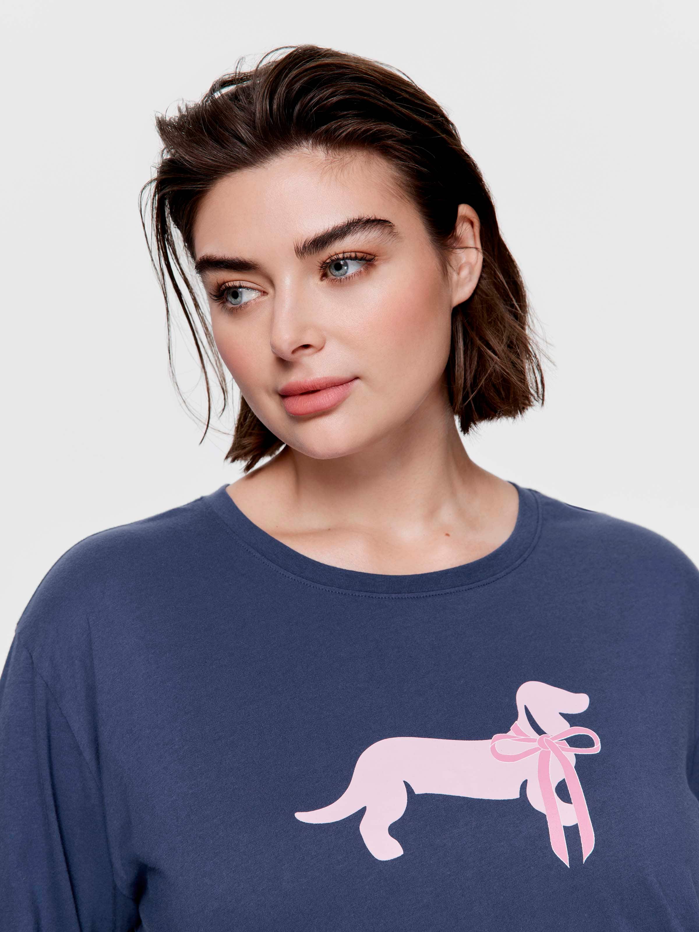 P.A. Plus Navy Penny Bow 100% Cotton Sweater