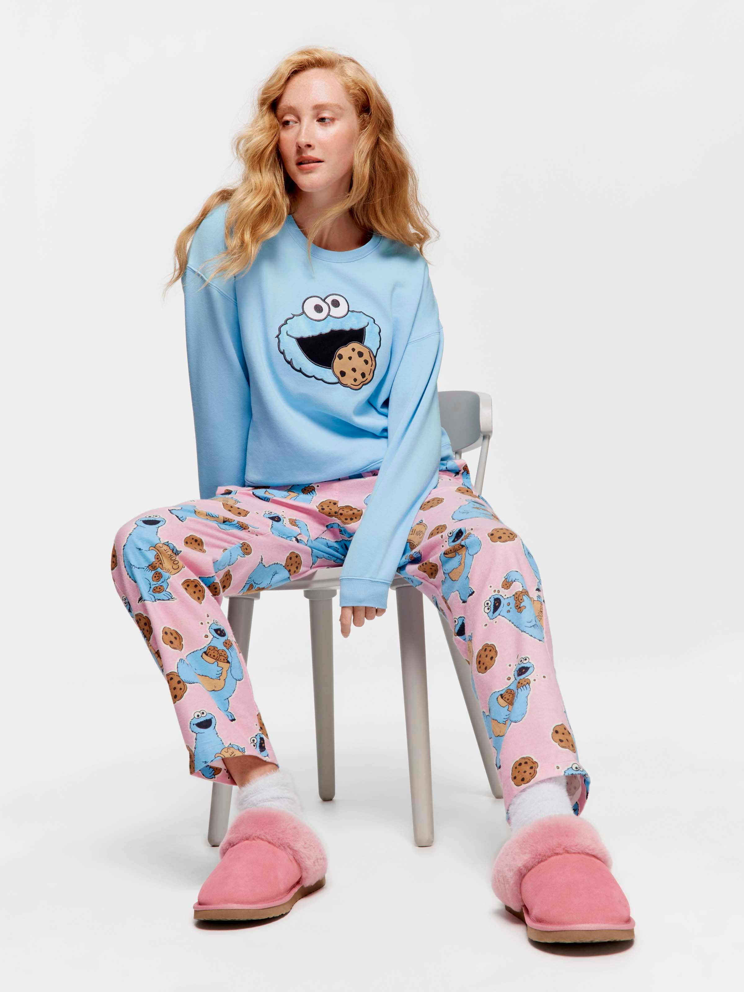 Cookie Monster 100% Cotton Flannelette Roll Up Pj Pant