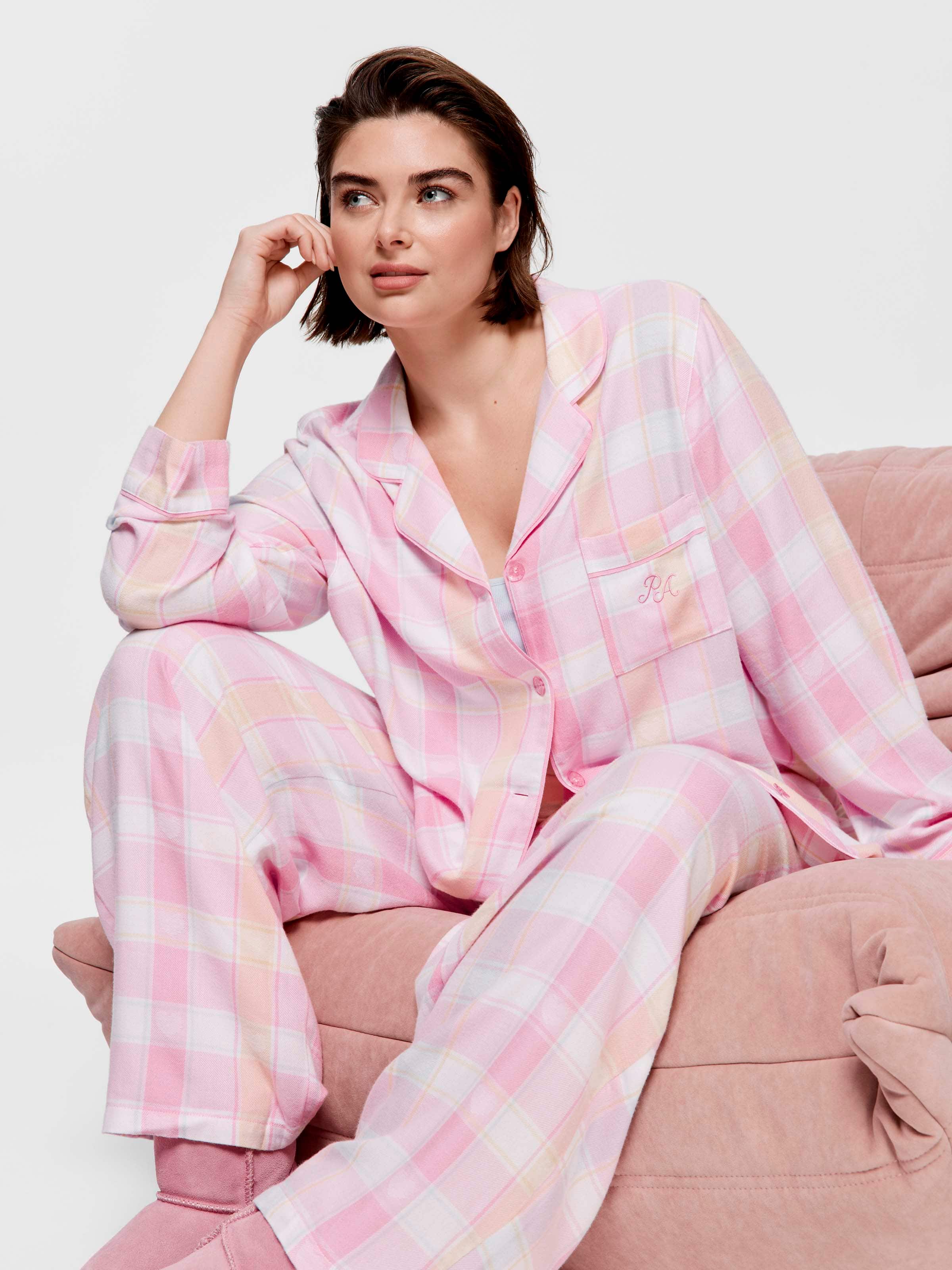P.A. Plus Heart Check Bamboo Flannelette Classic Pj Set