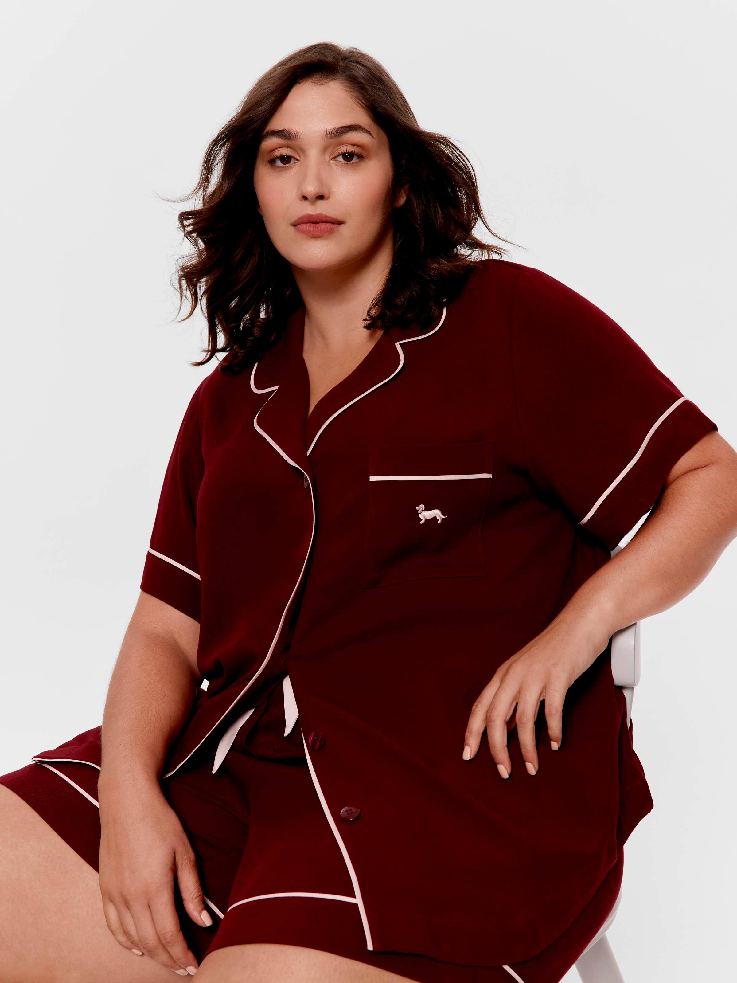 P.A. Plus Wine Shortie Pj Set