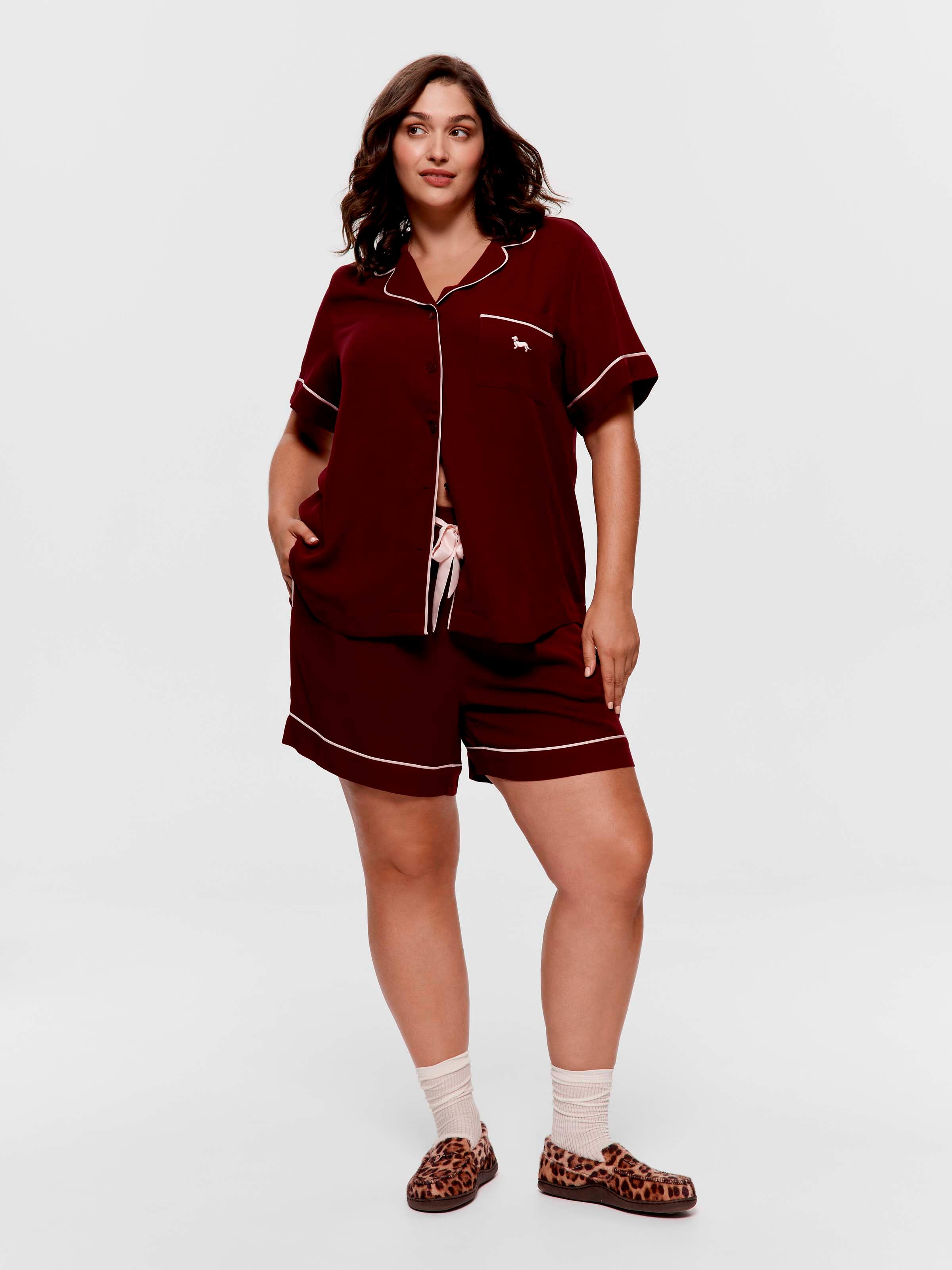 P.A. Plus Wine Shortie Pj Set
