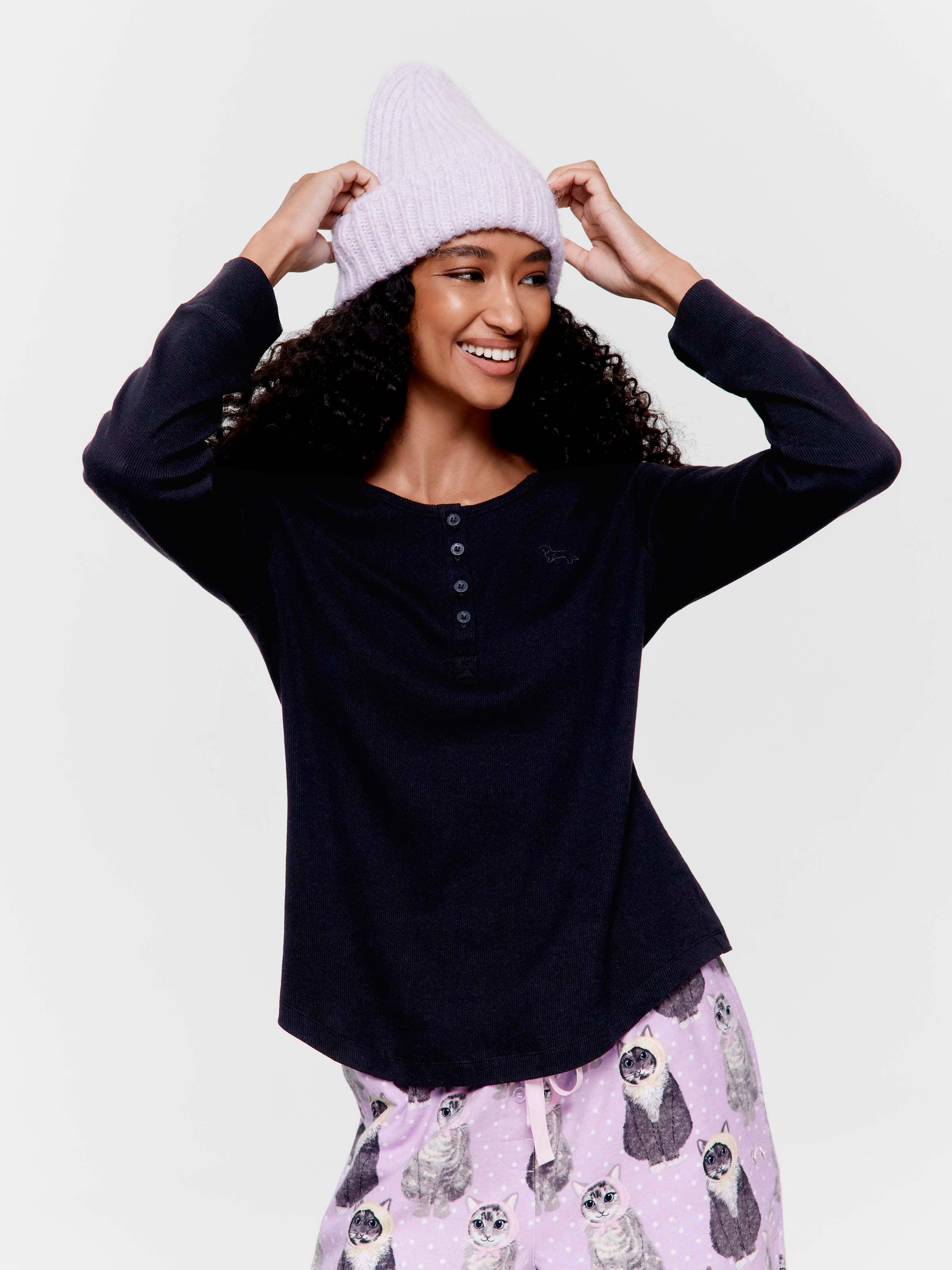 Classic Rib Henley Long Sleeve Top