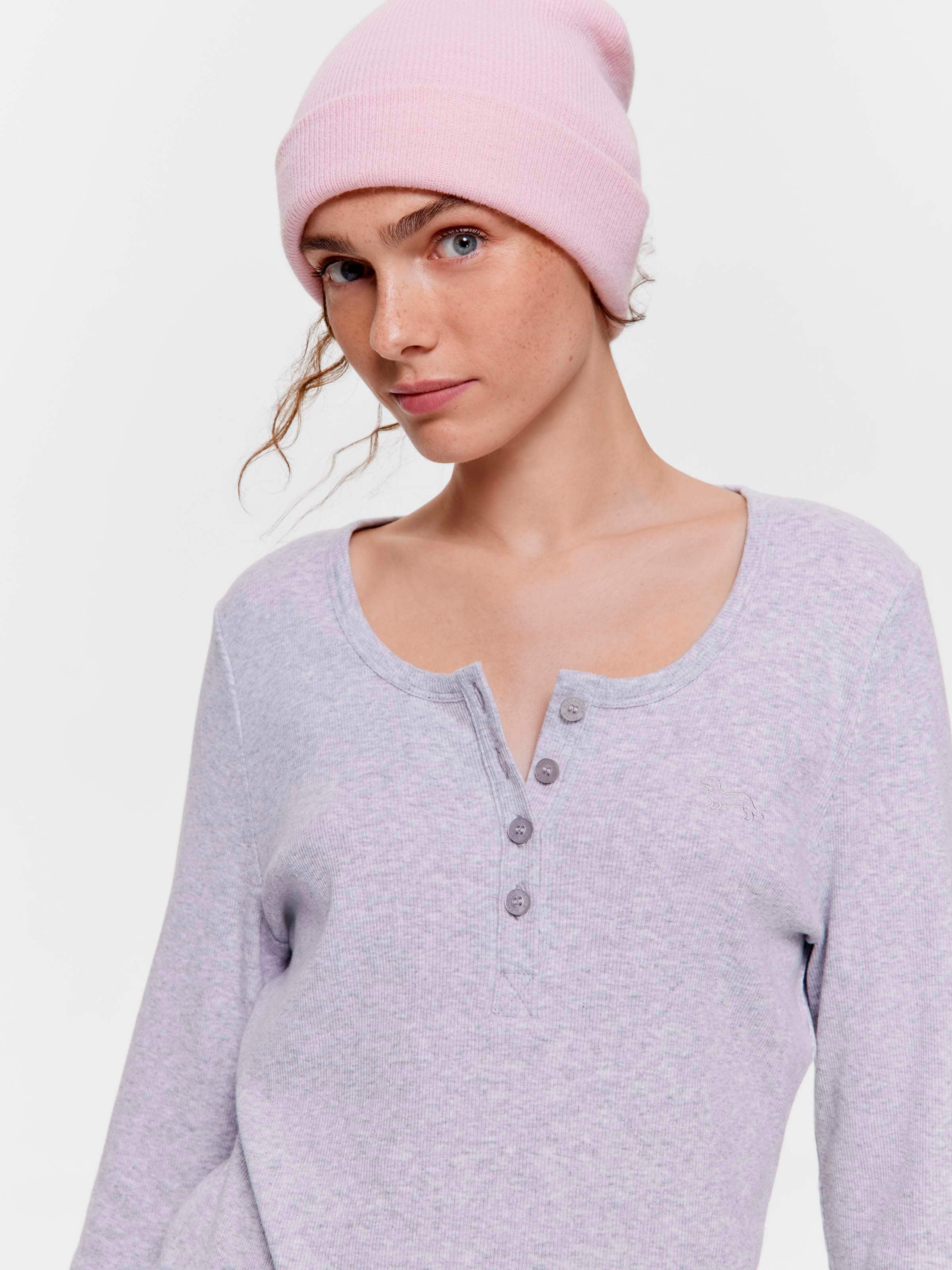 Classic Rib Henley Long Sleeve Top
