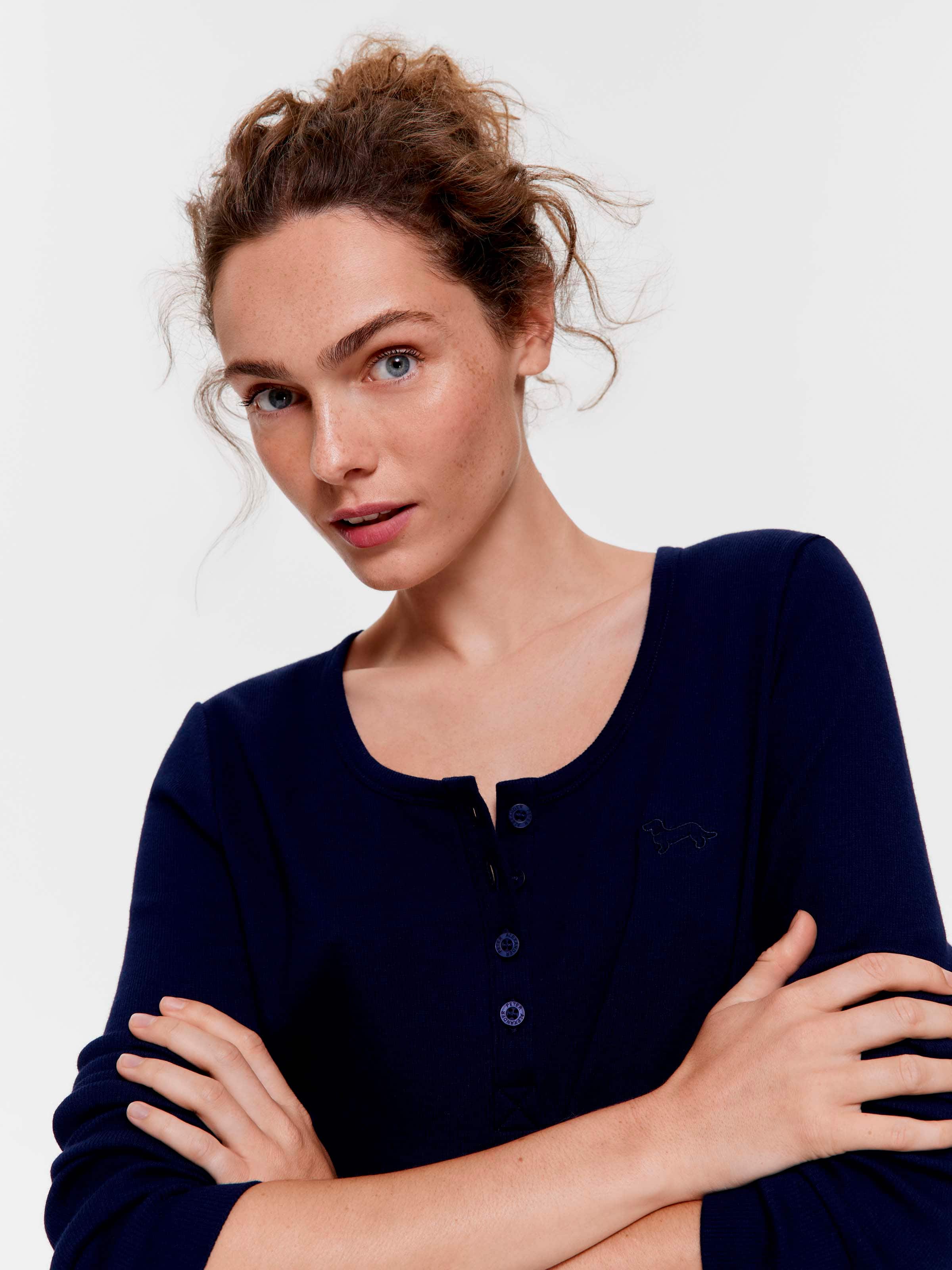 Classic Rib Henley Long Sleeve Top