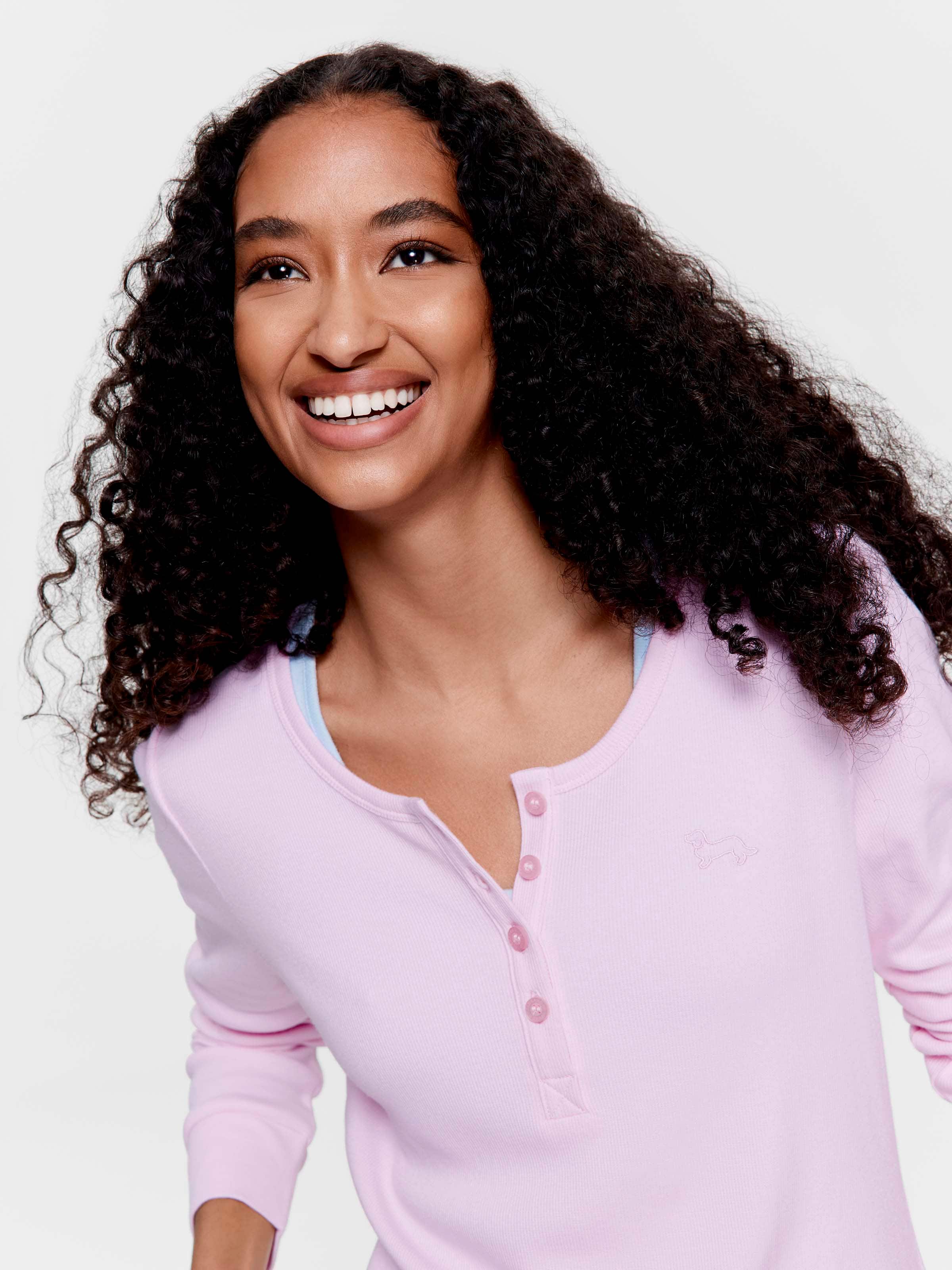 Classic Rib Henley Long Sleeve Top