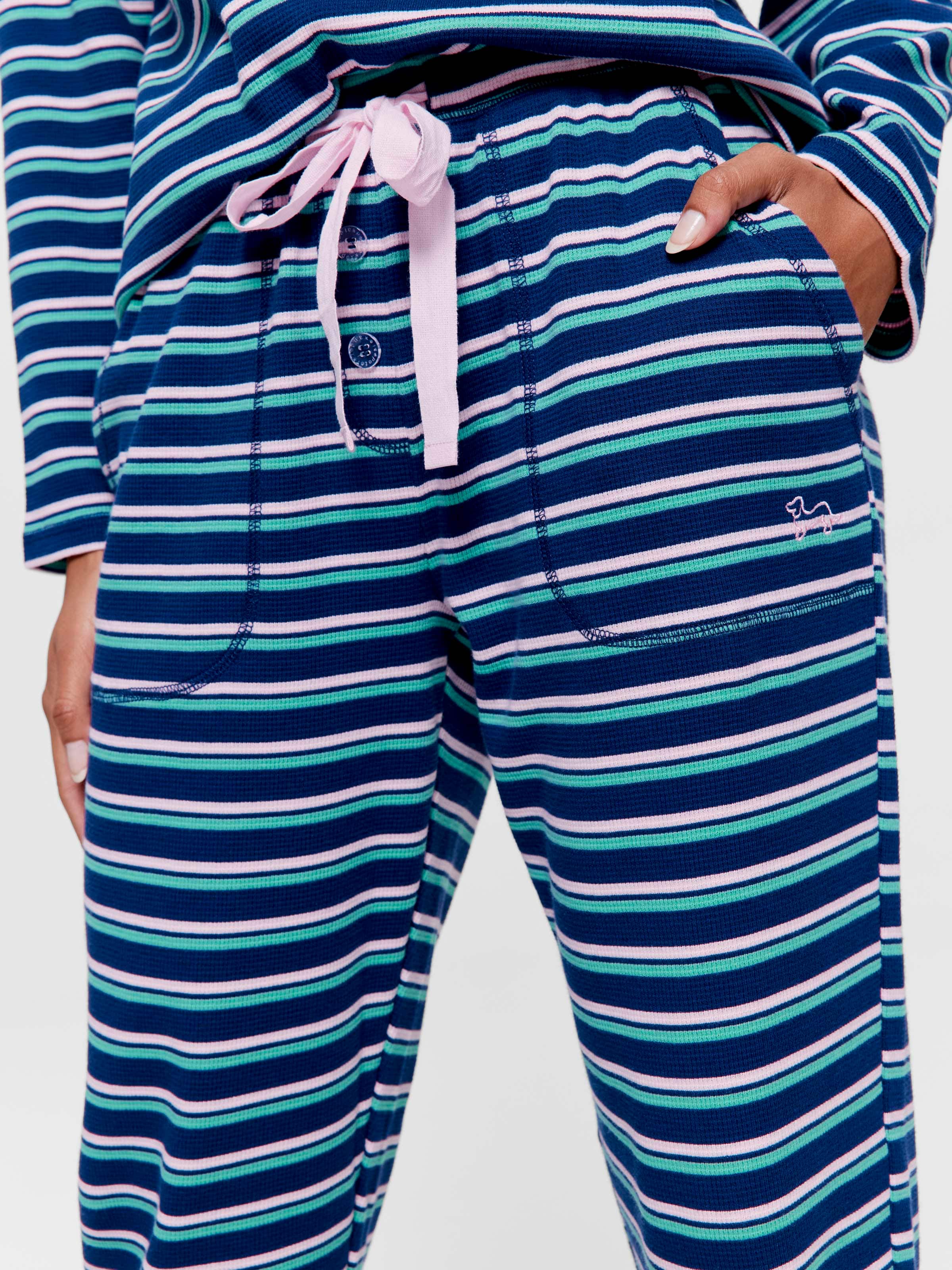 Navy Stripe Waffle Easy Pj Pant