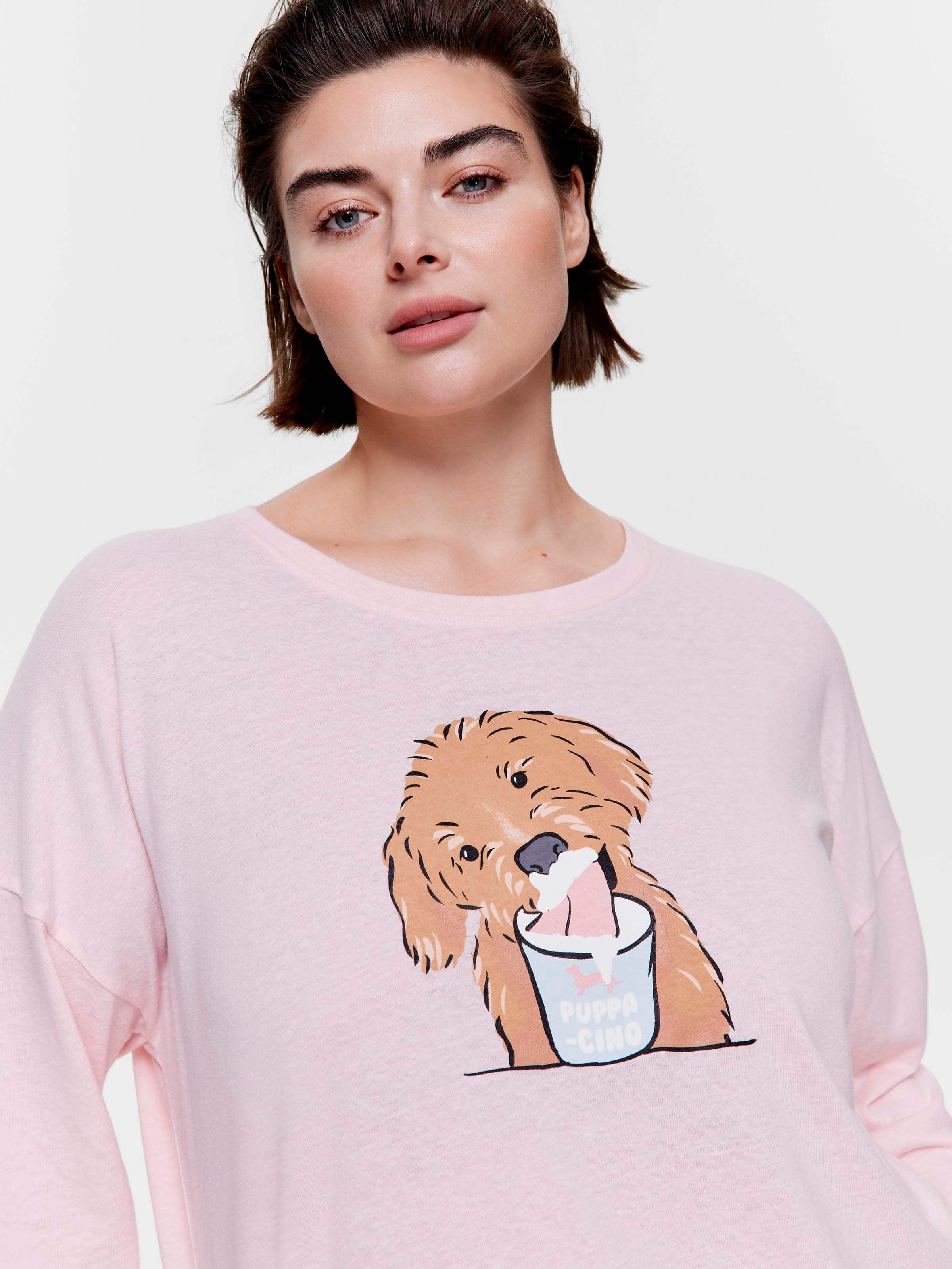 P.A. Plus Puppuccino Oversized Long Sleeve Top