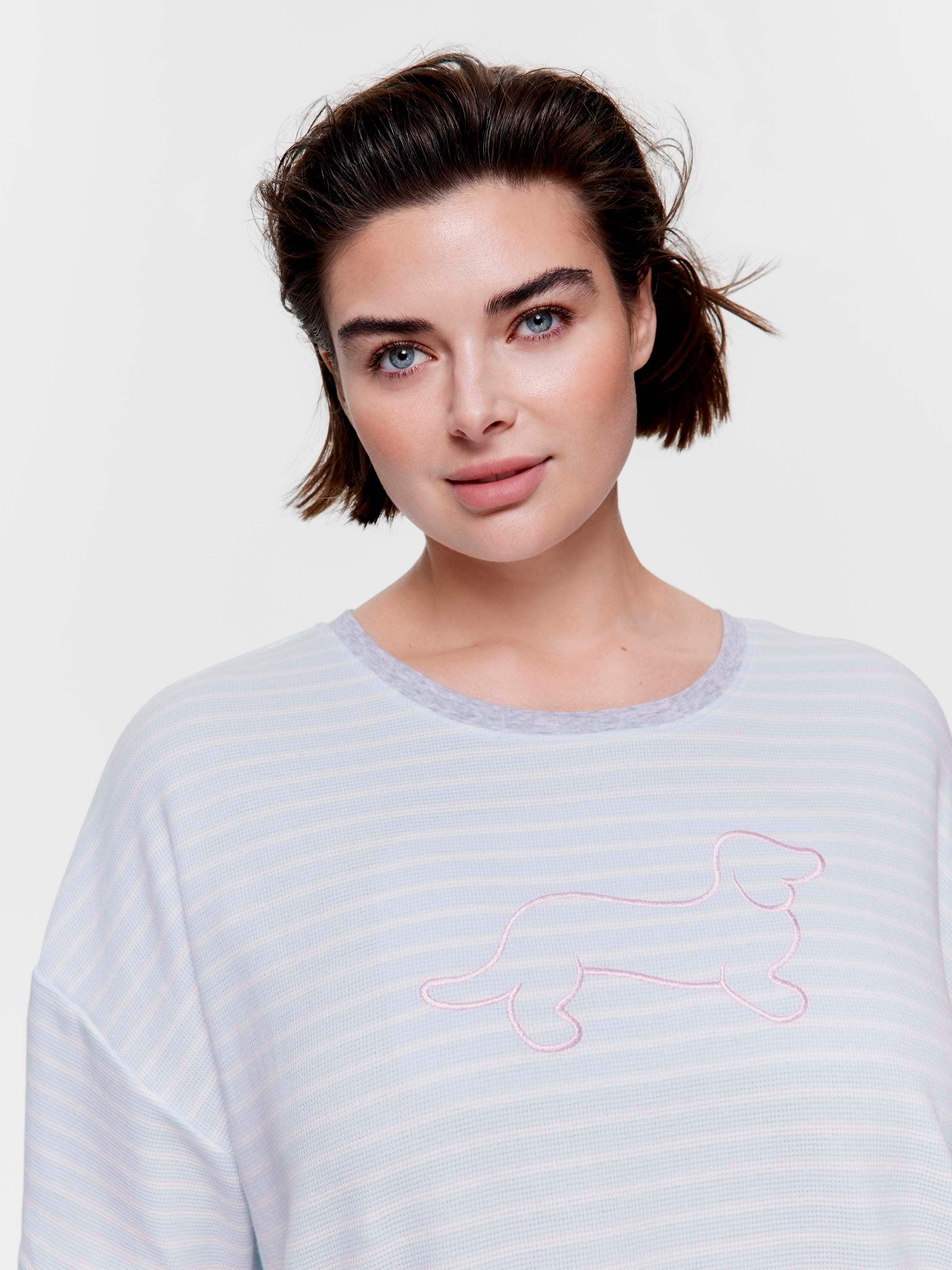 P.A. Plus Blue Stripe Waffle Tee