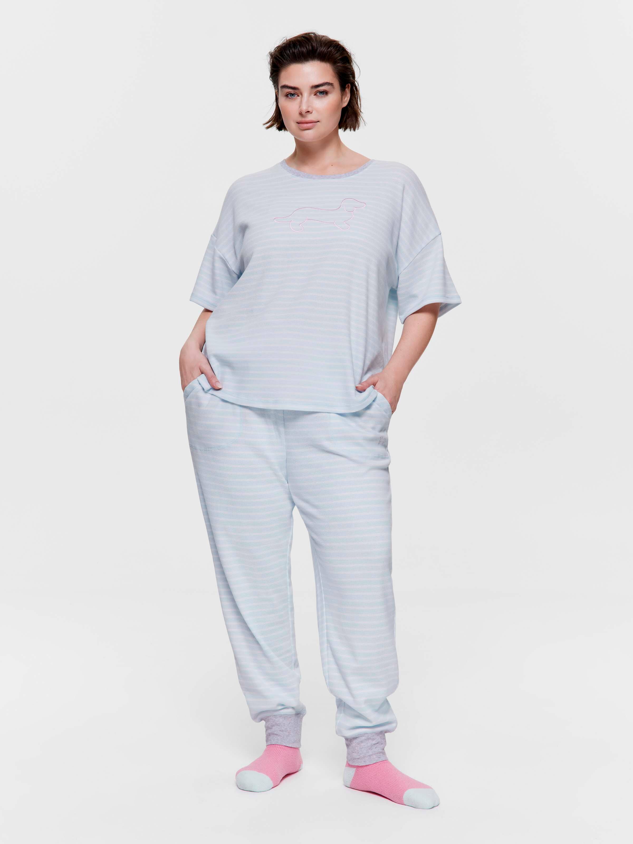 P.A. Plus Blue Stripe Waffle Tee