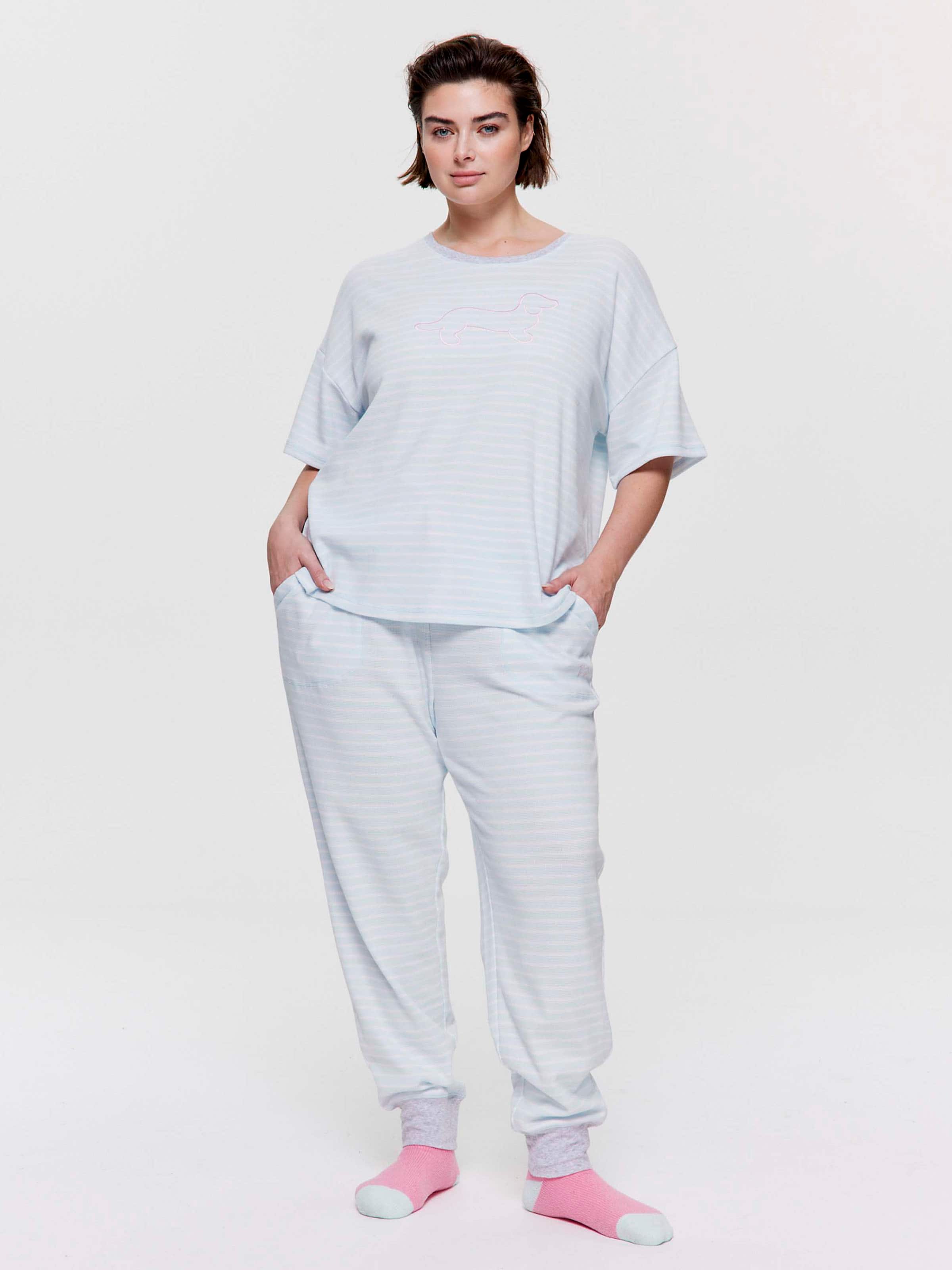 P.A. Plus Blue Stripe Waffle Easy Pj Pant
