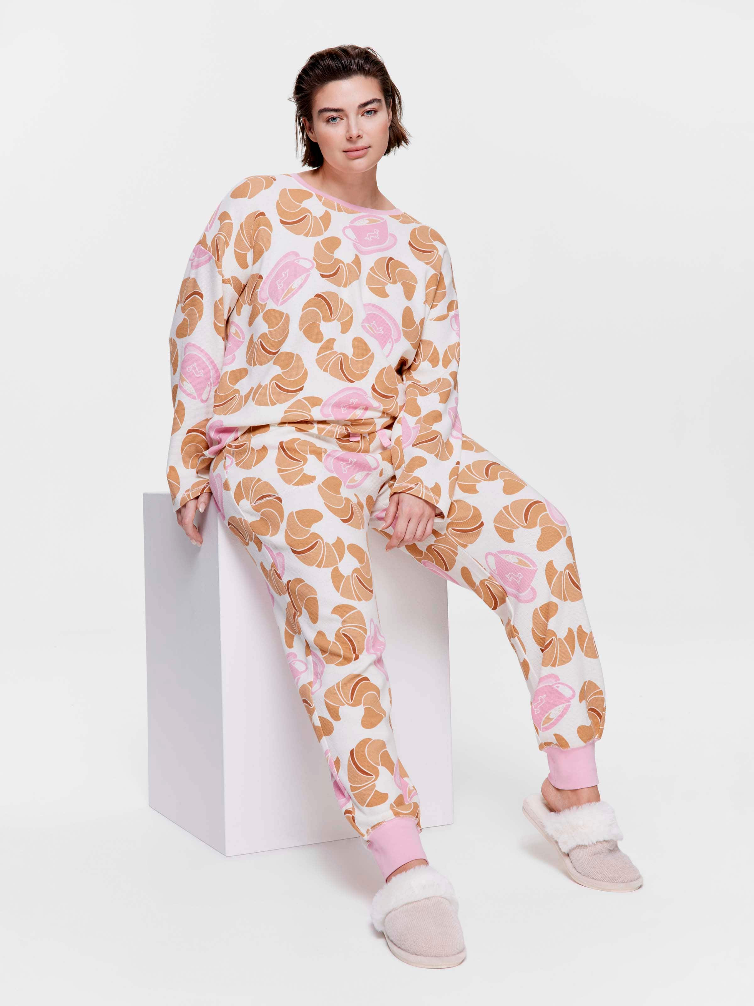 P.A. Plus Croissant Waffle Long Pj Set