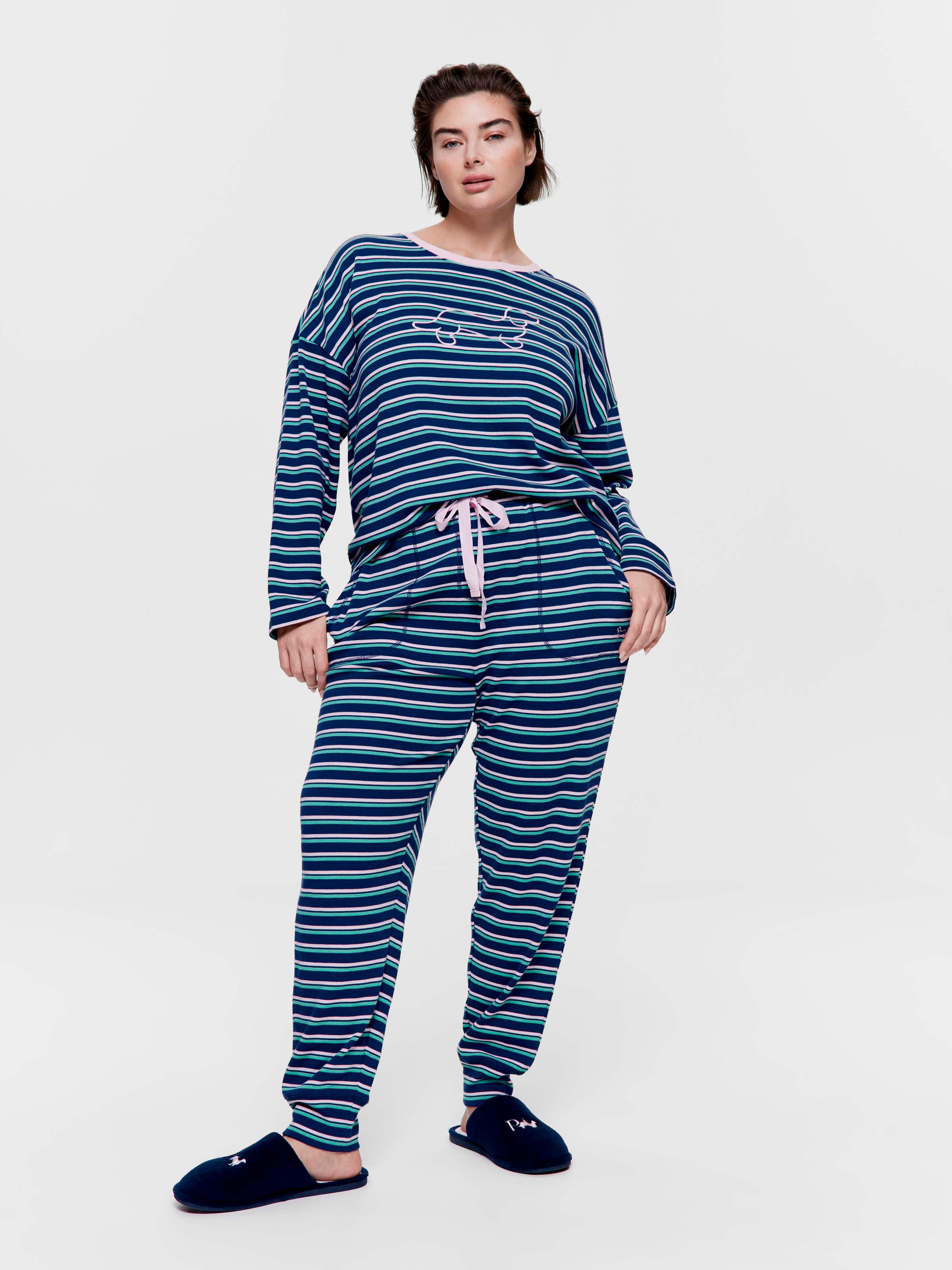 P.A. Plus Navy Stripe Waffle Easy Pj Pant
