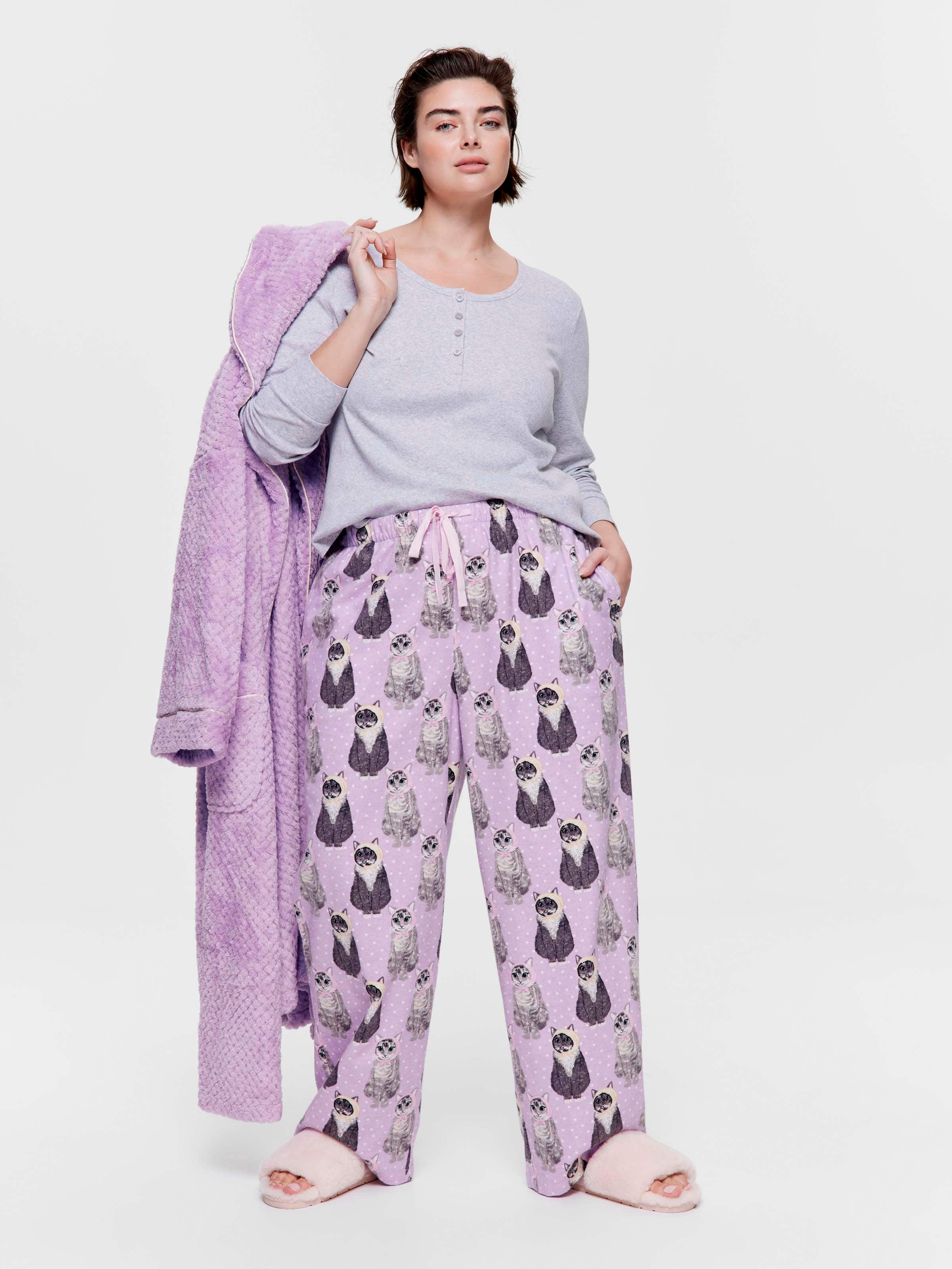 P.A. Plus Babushka Cat 100% Cotton Flannelette Classic Pj Pant