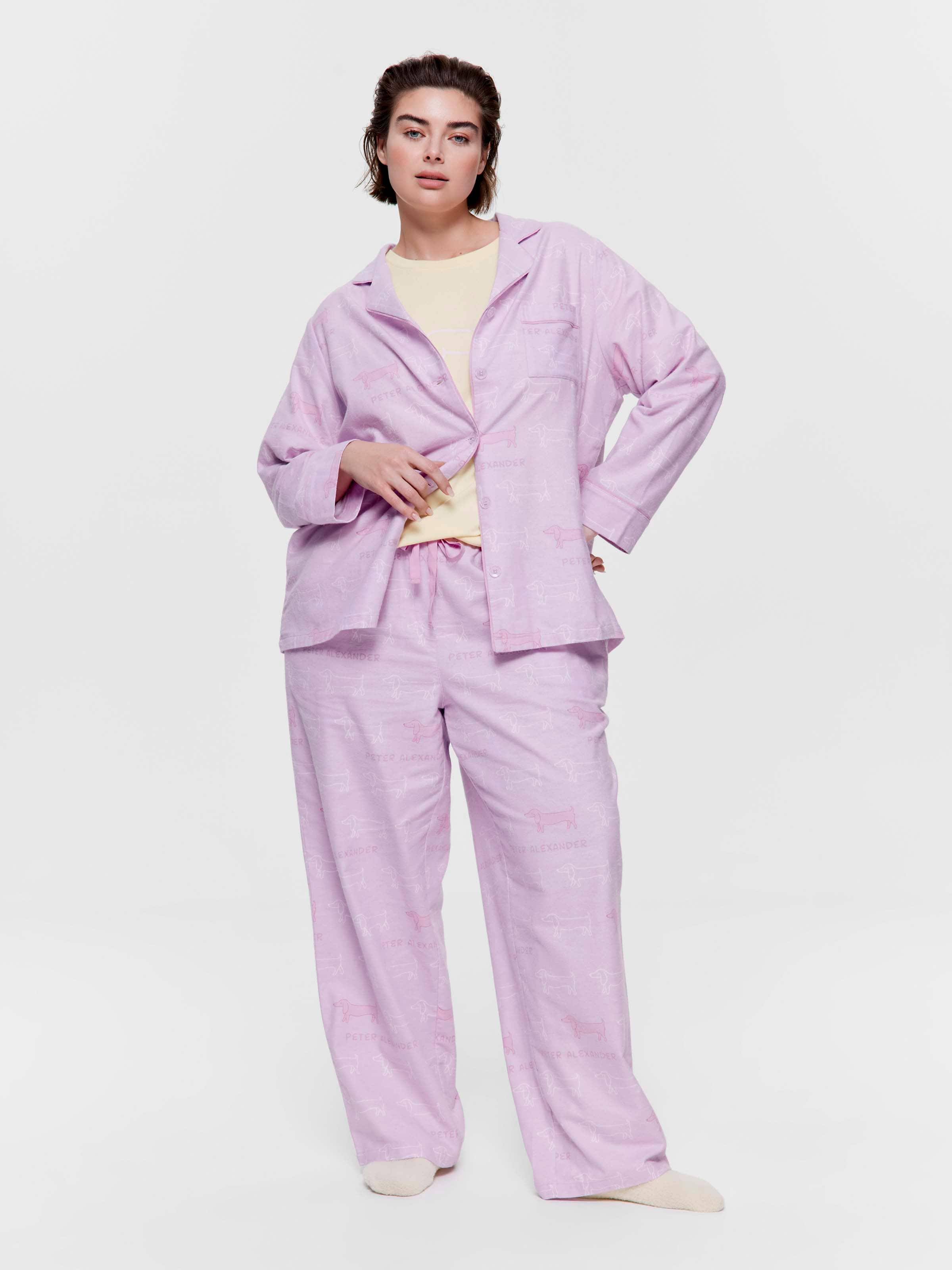 P.A. Plus Lilac Penny 100% Cotton Flannelette Classic Pj Set