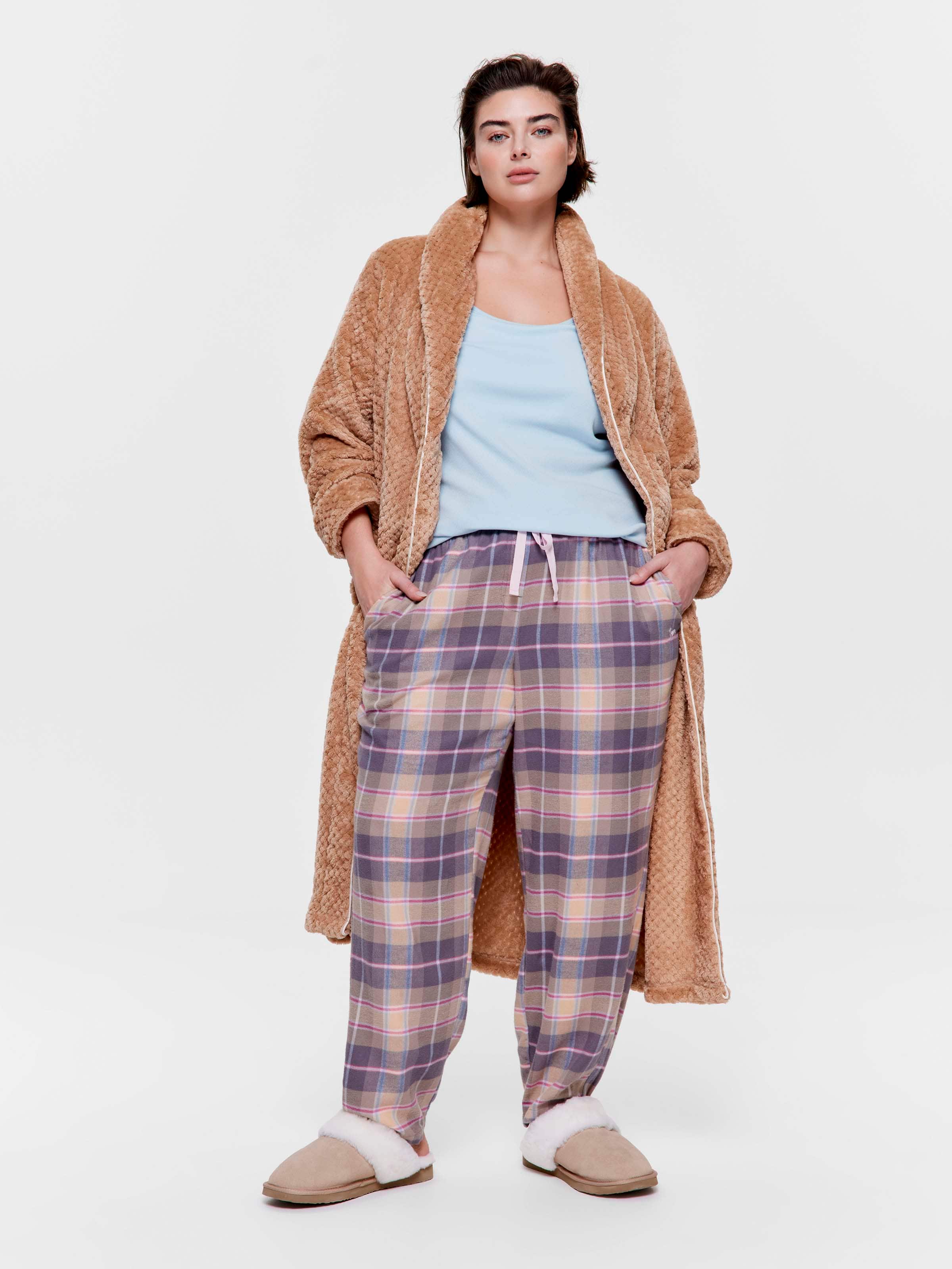 P.A. Plus Warm Check 100% Cotton Flannelette Tapered Pj Pant