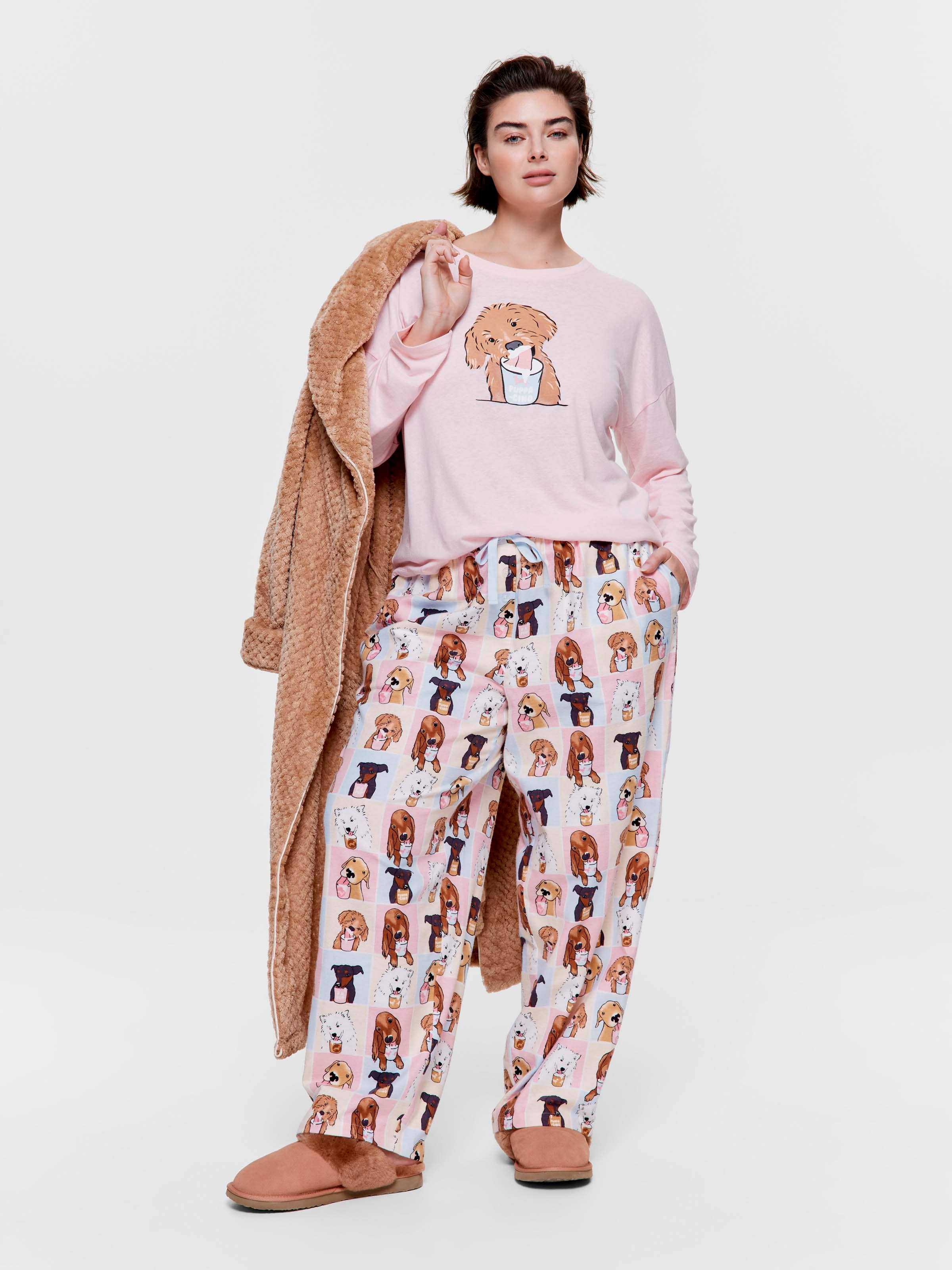 P.A. Plus Puppuccino 100% Cotton Flannelette Classic Pj Pant