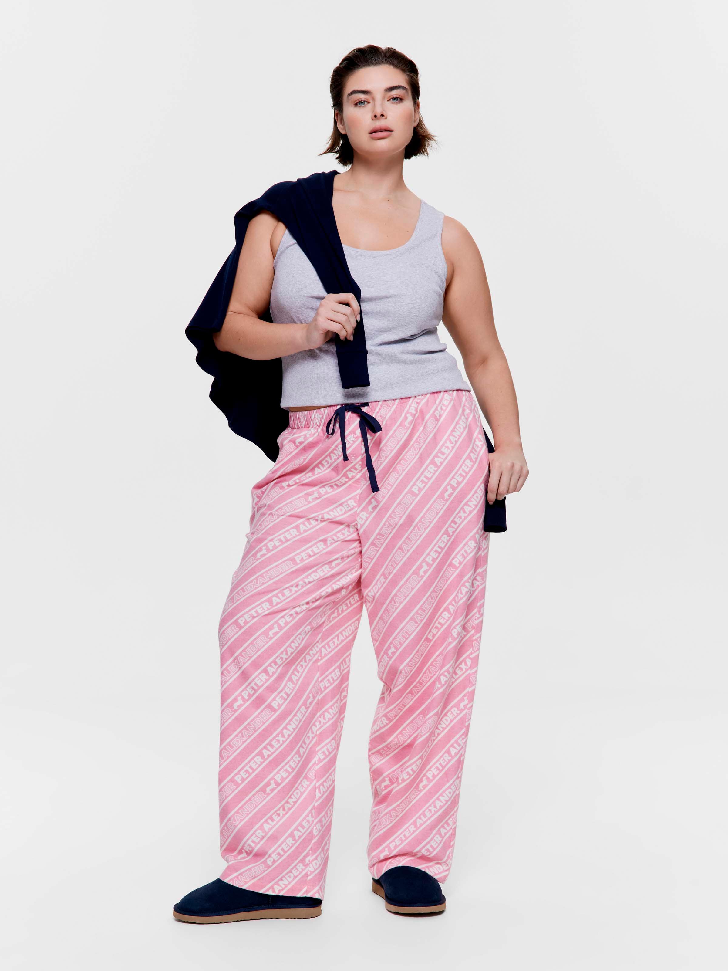 P.A. Plus Branded Diagonal Stripe 100% Cotton Flannelette Classic Pj Pant