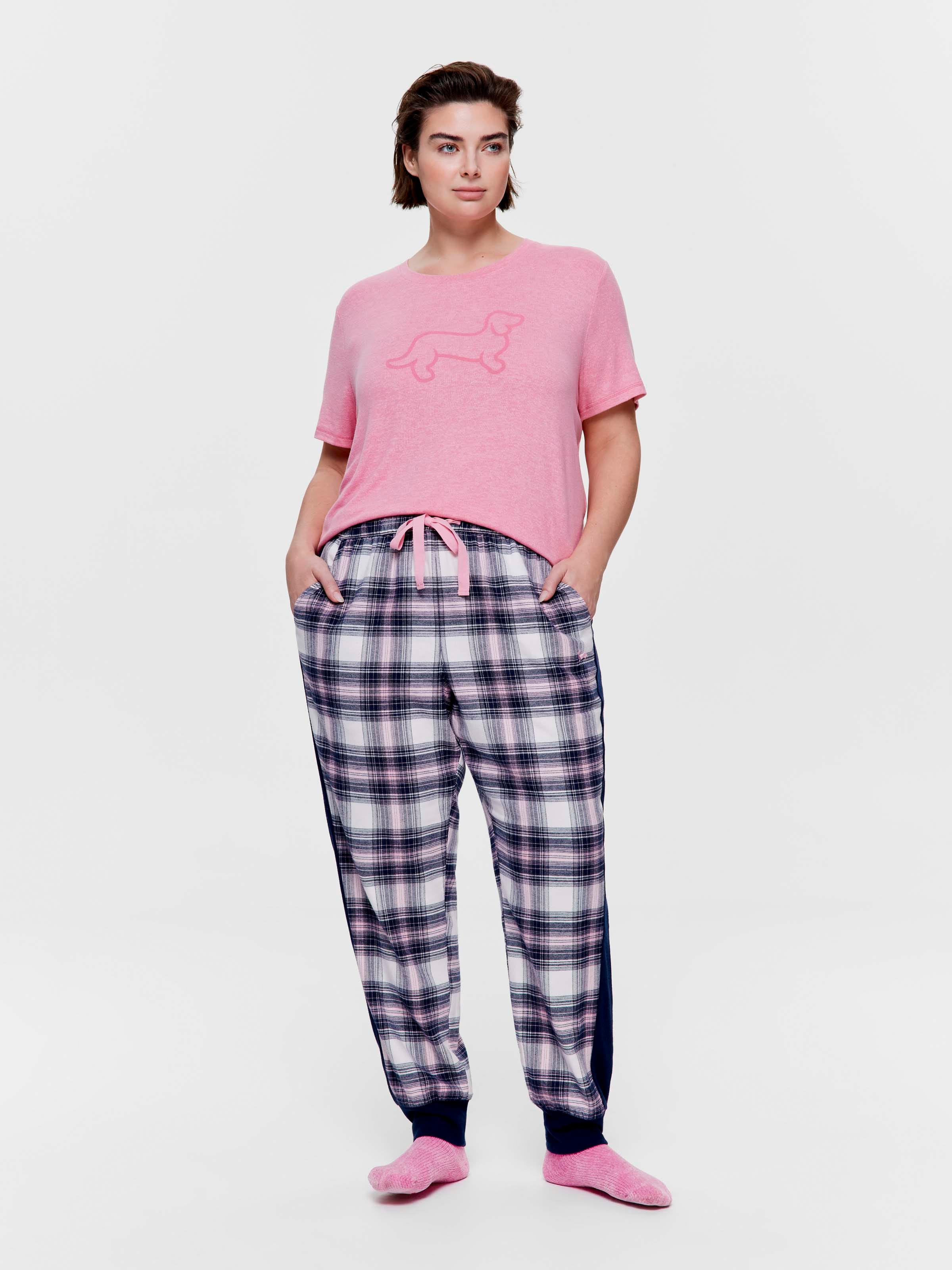 P.A. Plus Peach Check Cuff 100% Cotton Flannelette Pj Pant