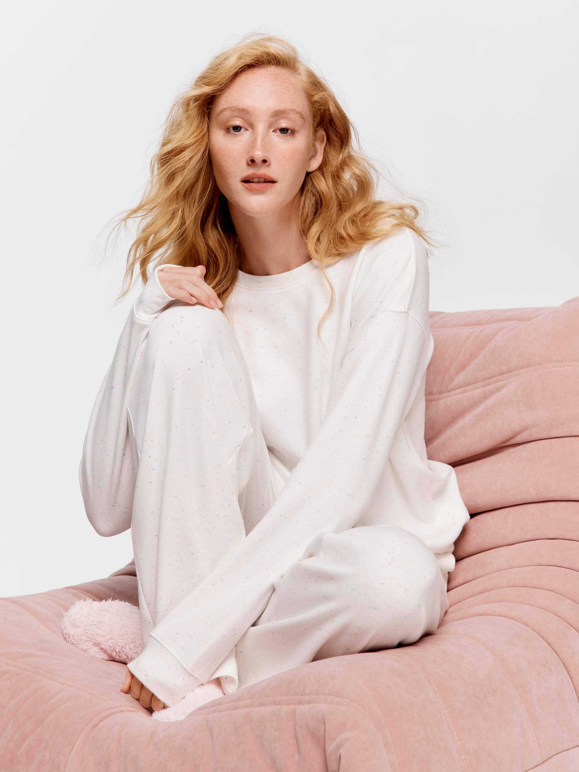 Speckle Fleece Wide Leg Pj Pant